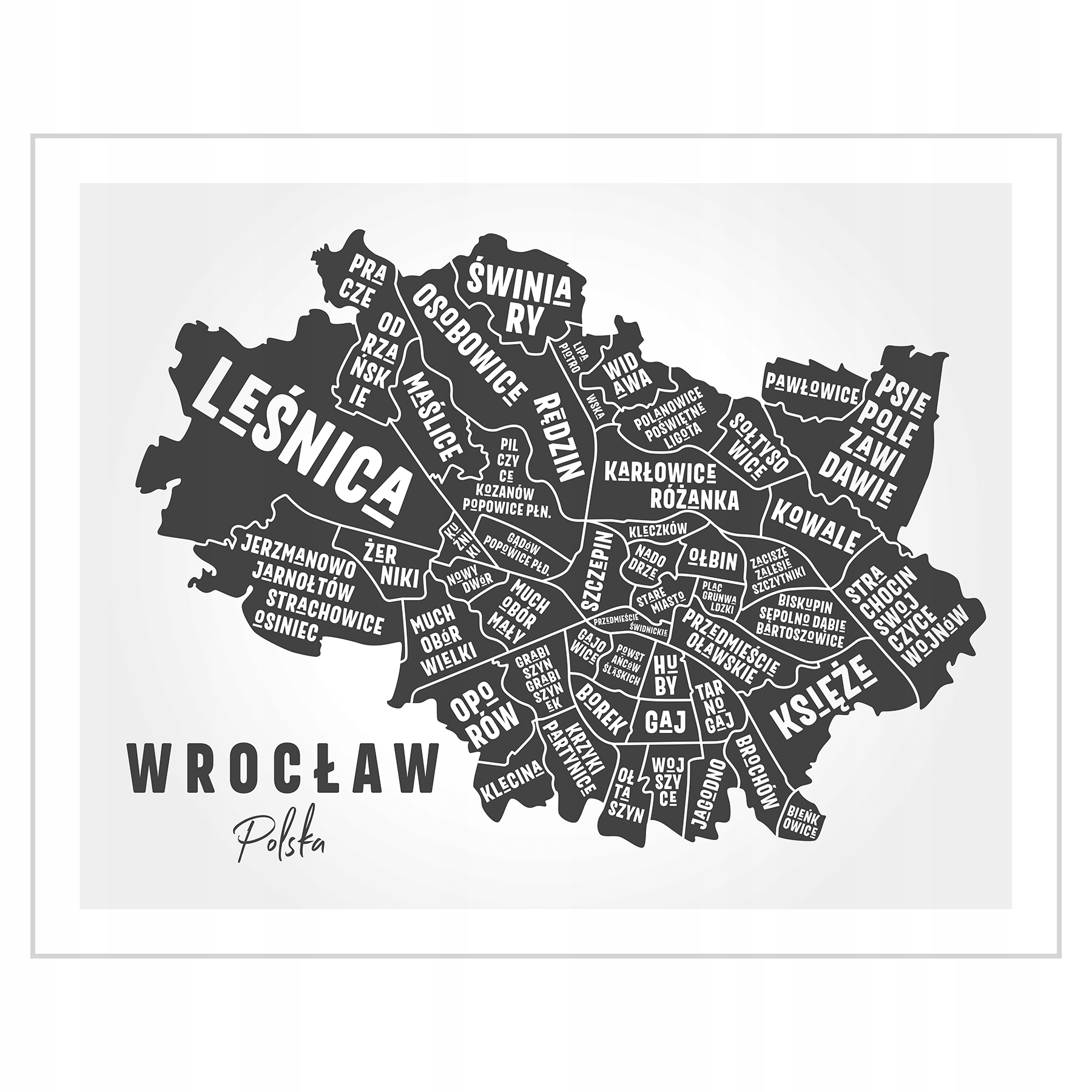 

Plakat 50x40 Mapa Wrocław Dzielnice miasta
