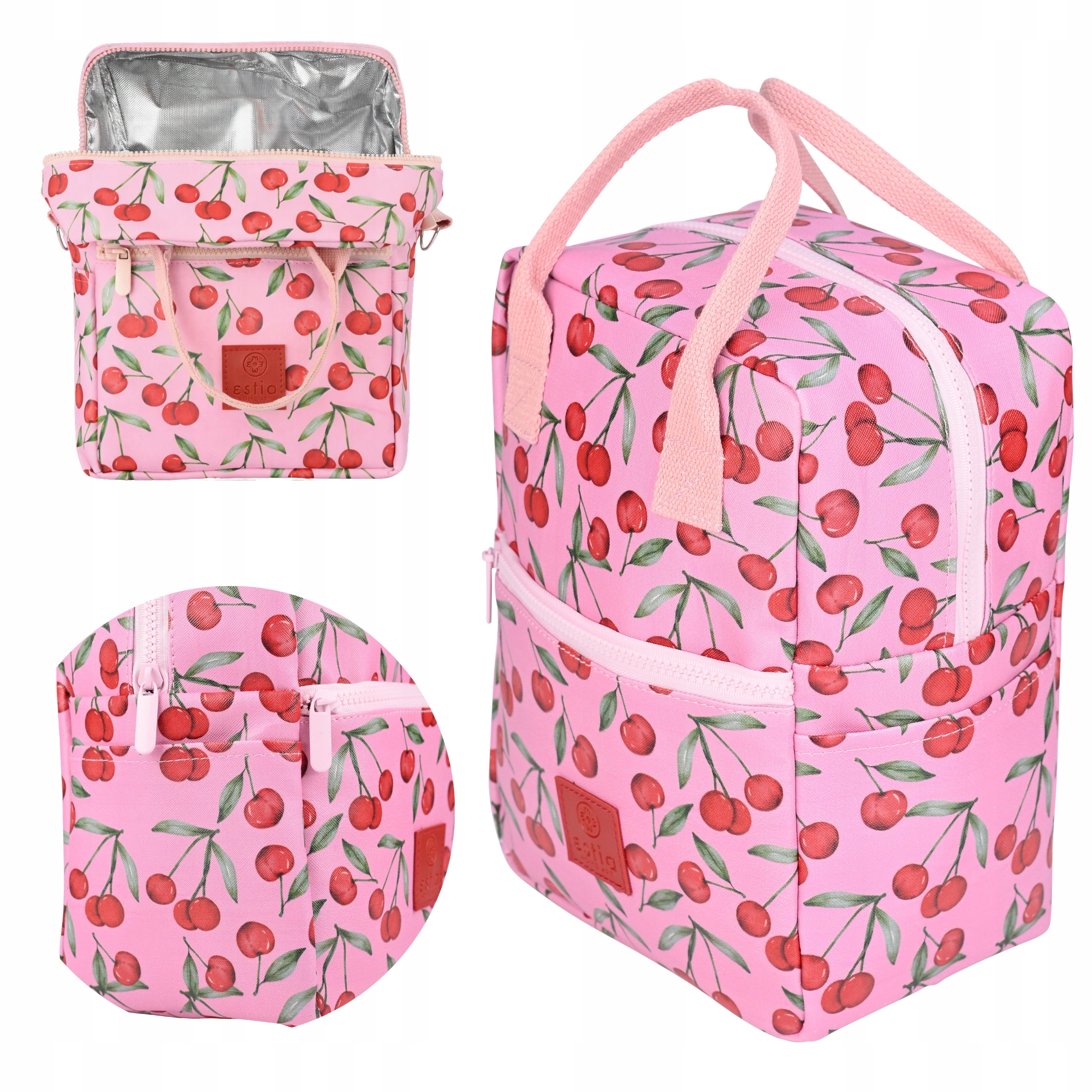 Torba termiczna na jedzenie napoje do pracy szkoły różowa 7L