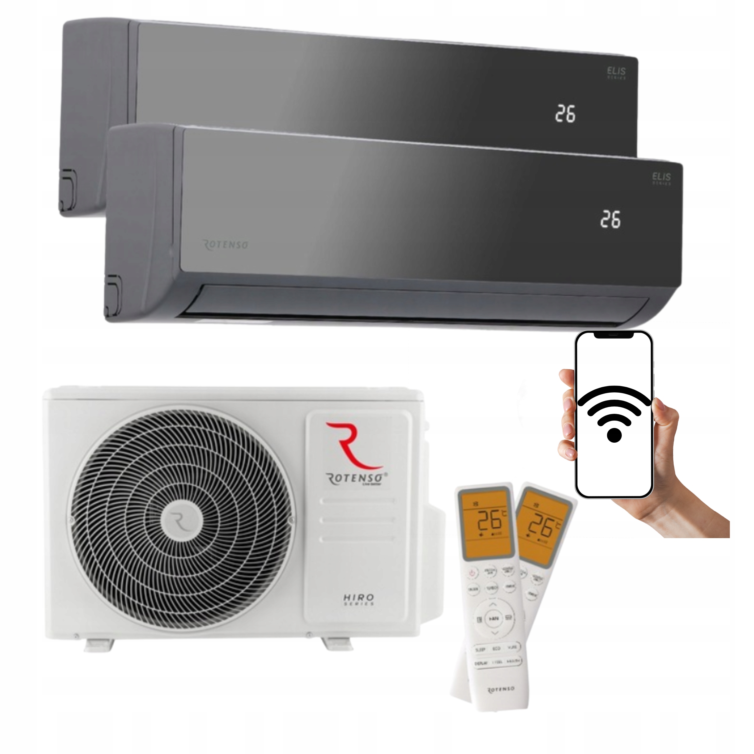 Nástěnný klimatizátor Rotenso Elis Černý Multisplit Wifi 2,6 kW 3,4 kW