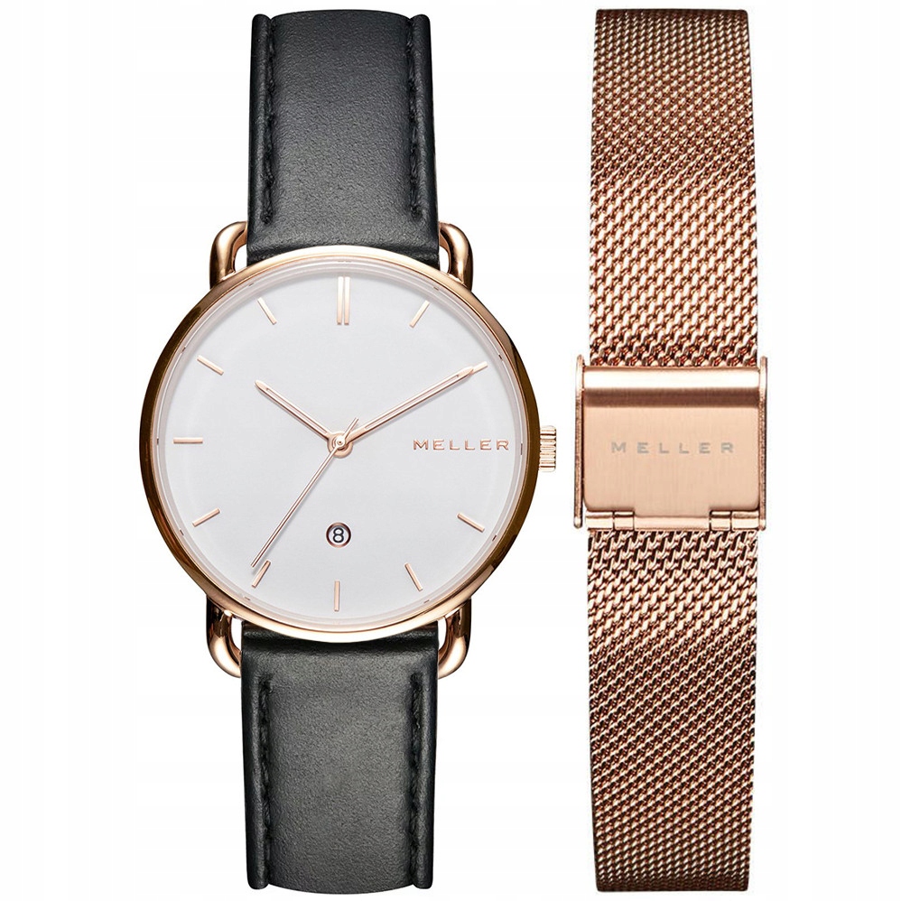 Dámské hodinky Meller W3R-1GREY-WRST- 1BLACK-WMST-2ROSE-set černé