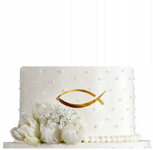 RYBA pleksi dekoracja na bok tortu CHRZEST Komunia Marka inna