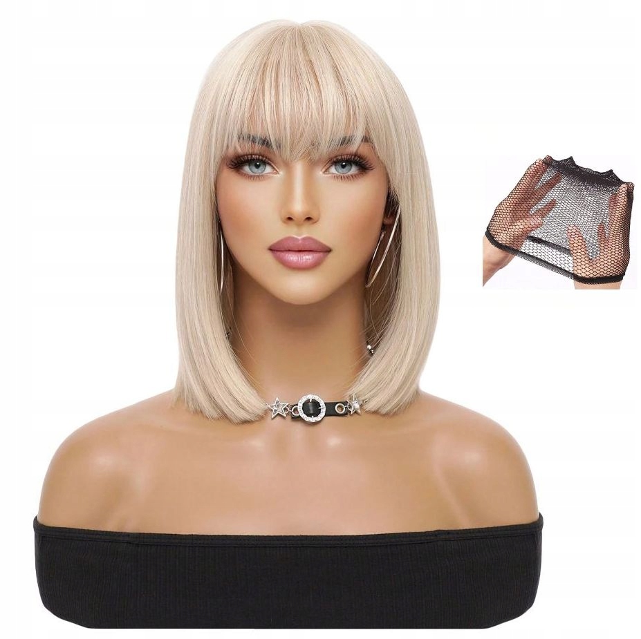 Blond platinová paruka s ofinou až k ramenům jako Přírodní čepice Bonus