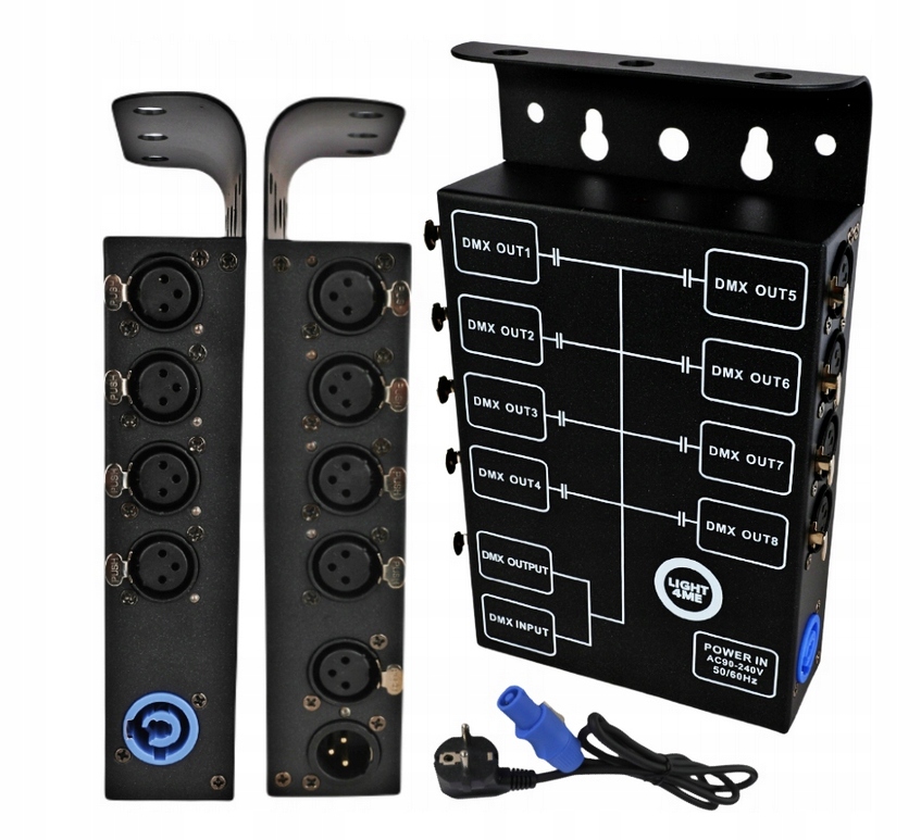 Rozdělovač signálu DMX splitter 8-kanálový držák LIGHT4ME Xsplit 8