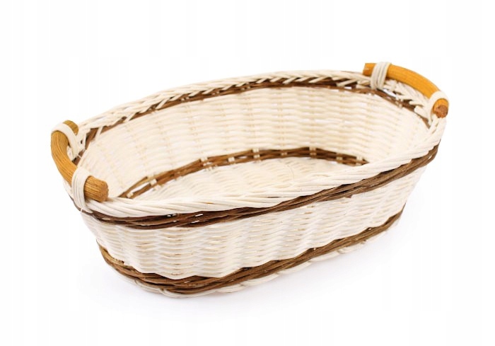 KOSZYK RATTANOWY Z UCHWYTAMI NA STÓŁ PIECZYWO OWOCE PREZENTOWY 25x17x8 cm