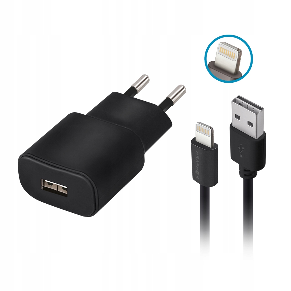 

Ładowarka sieciowa Forever Usb 1A TC-01 + kabel iP