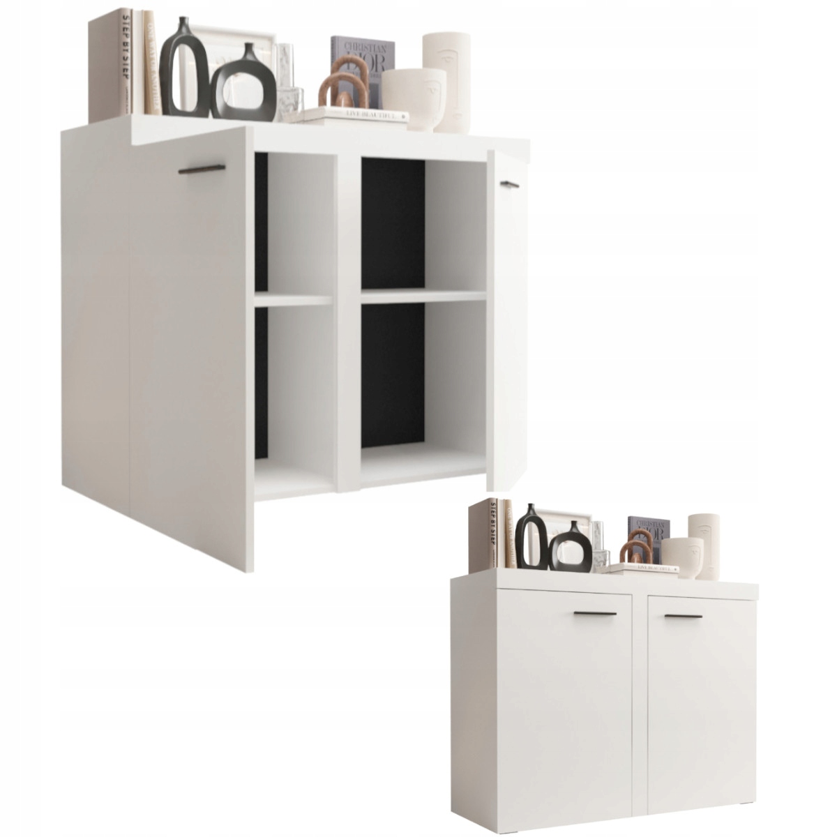 Komoda 2-dveřová Obývací pokoj Rtv Bílá 97 cm LRXK5 Klasický regál Skříňka O-sofa