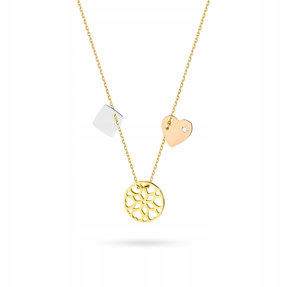 Zlatý Náhrdelník 585 Trojbarevný a Briliant 0,015 ct