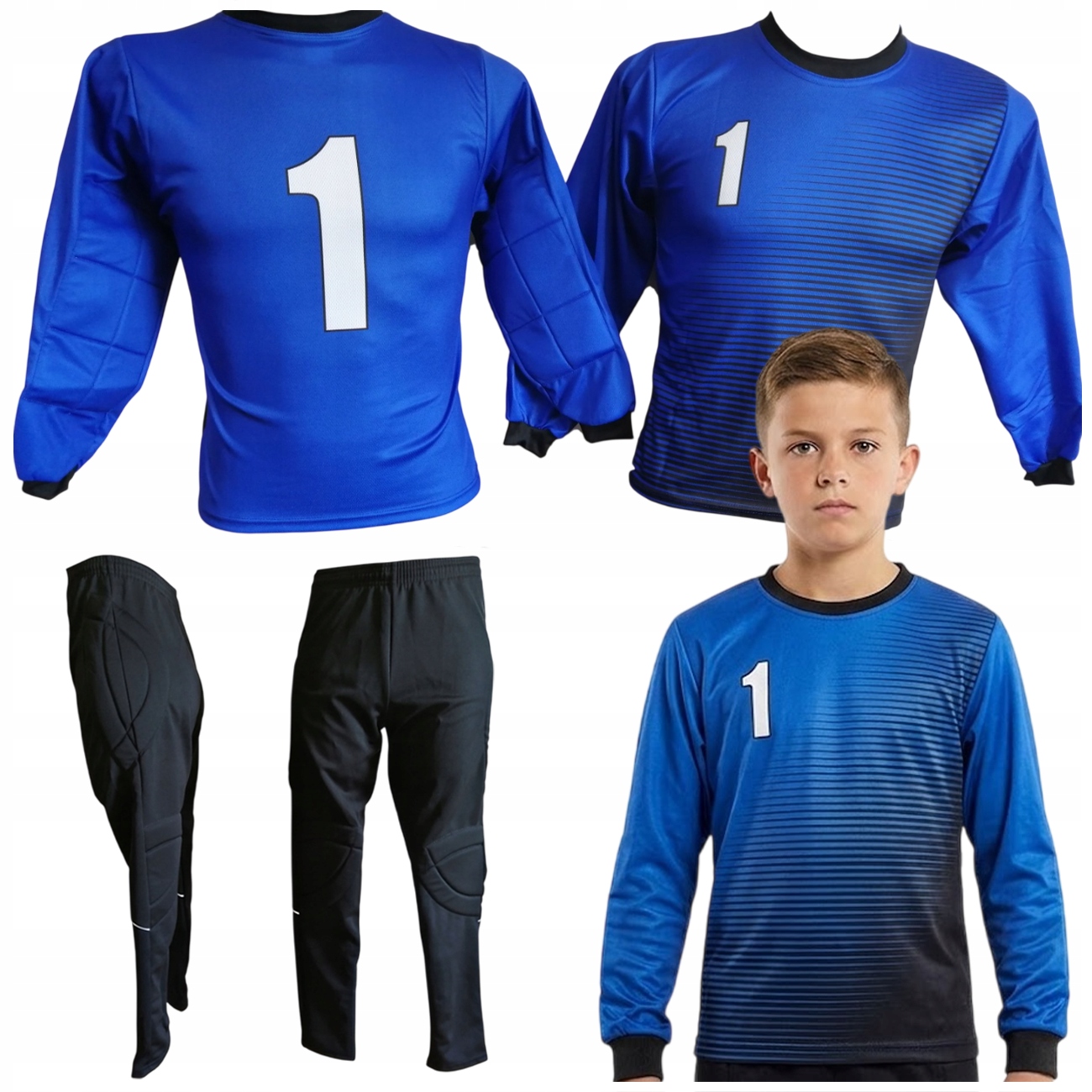 Strój Piłkarski Bramkarski Dla Dzieci Chłopca Bluza Koszulka Spodnie 152 cm