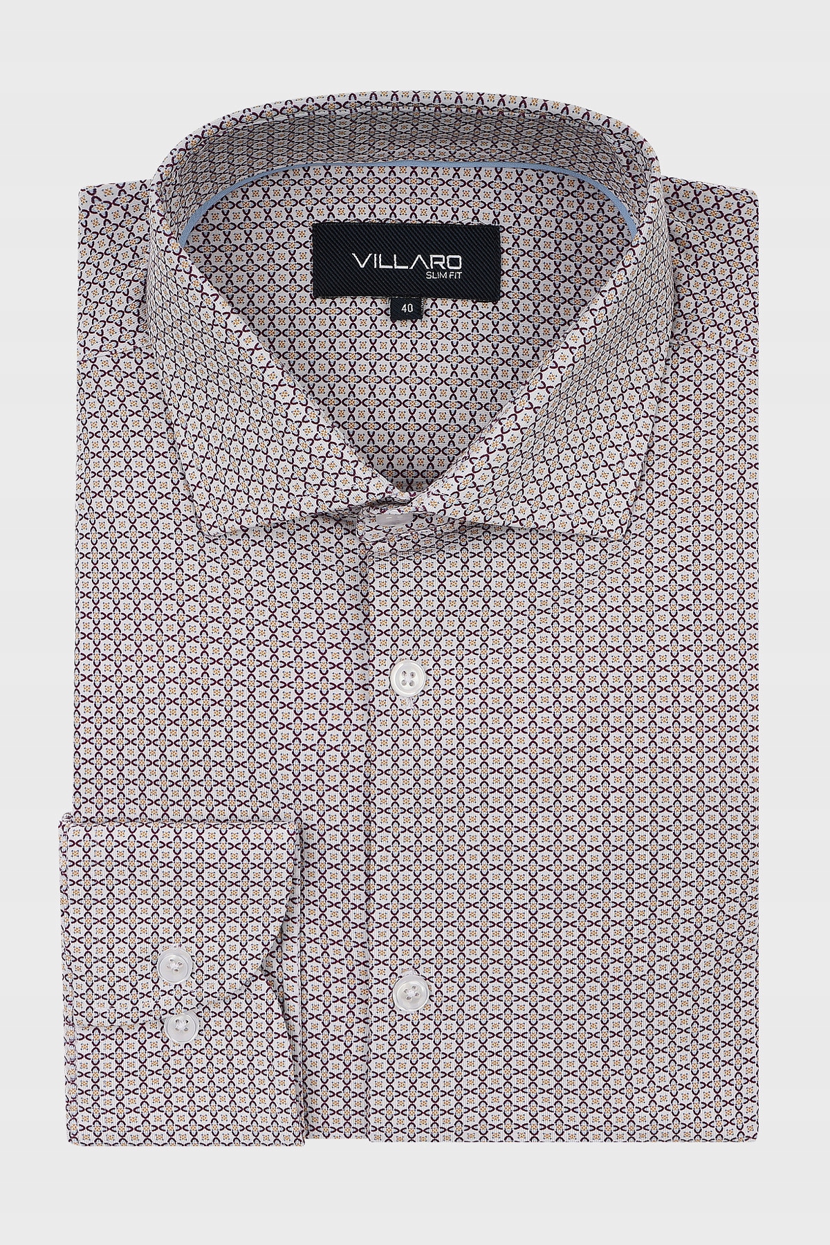 Pánská košile Pletenina Bordový vzor 43-176/182 Slim Fit