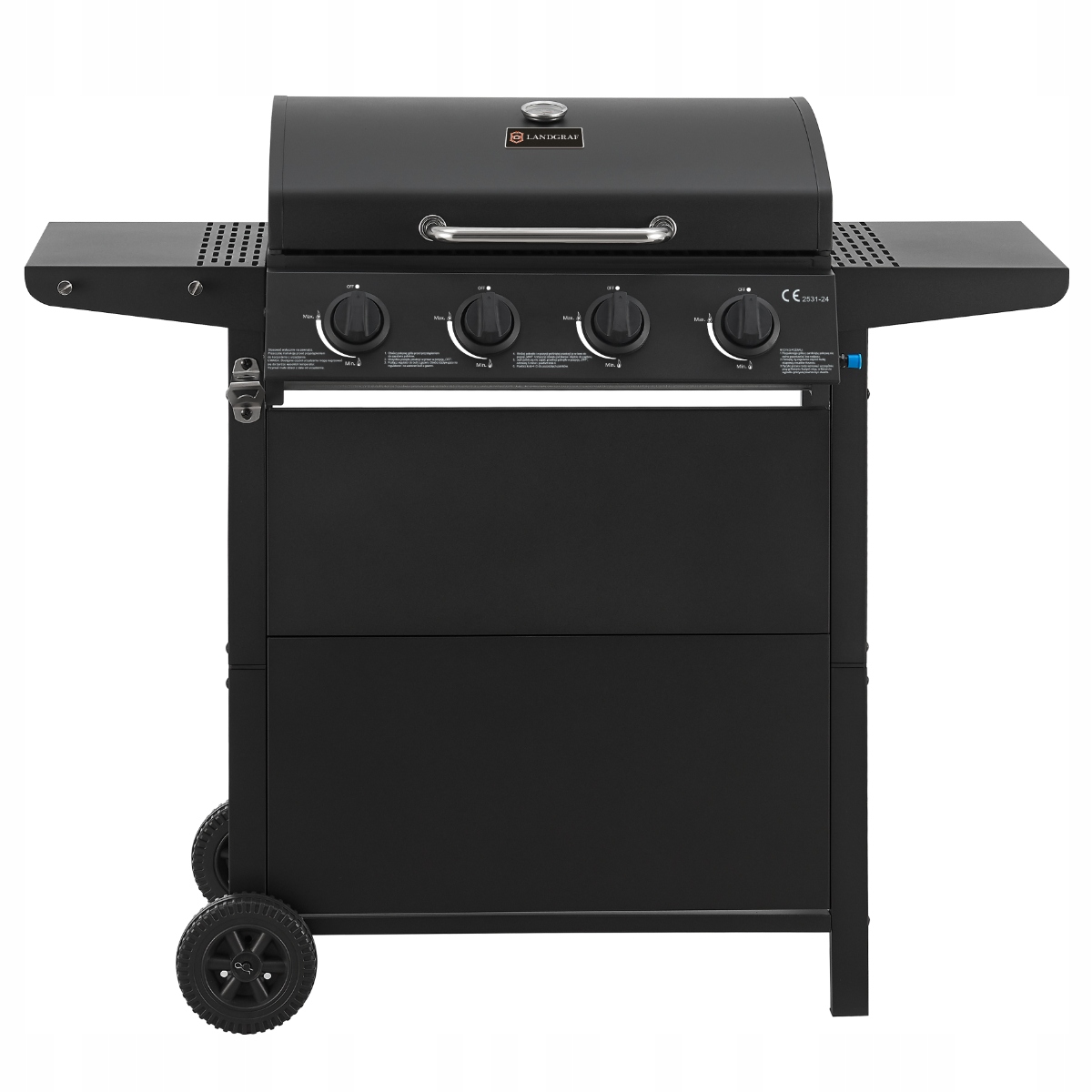 GRILL GAZOWY OGRODOWY LANDGRAF RUSZT MIEJSCE NA BUTLĘ TERMOMETR PÓŁKI Głębokość grilla 50 cm