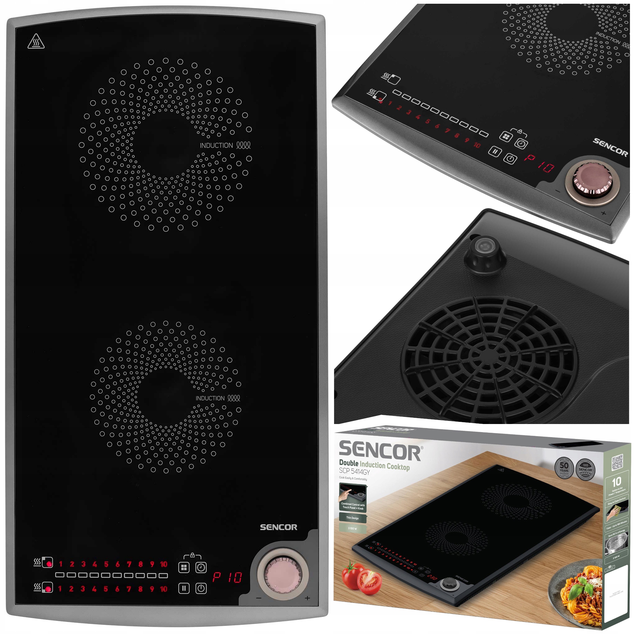 Kuchenka Elektryczna Indukcyjna Przenośna Sencor 3100W Timer 2 Palniki