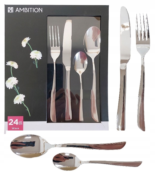 

Ambition 24 Sztućce Wave Modern Kpl Zestaw 6 Osób