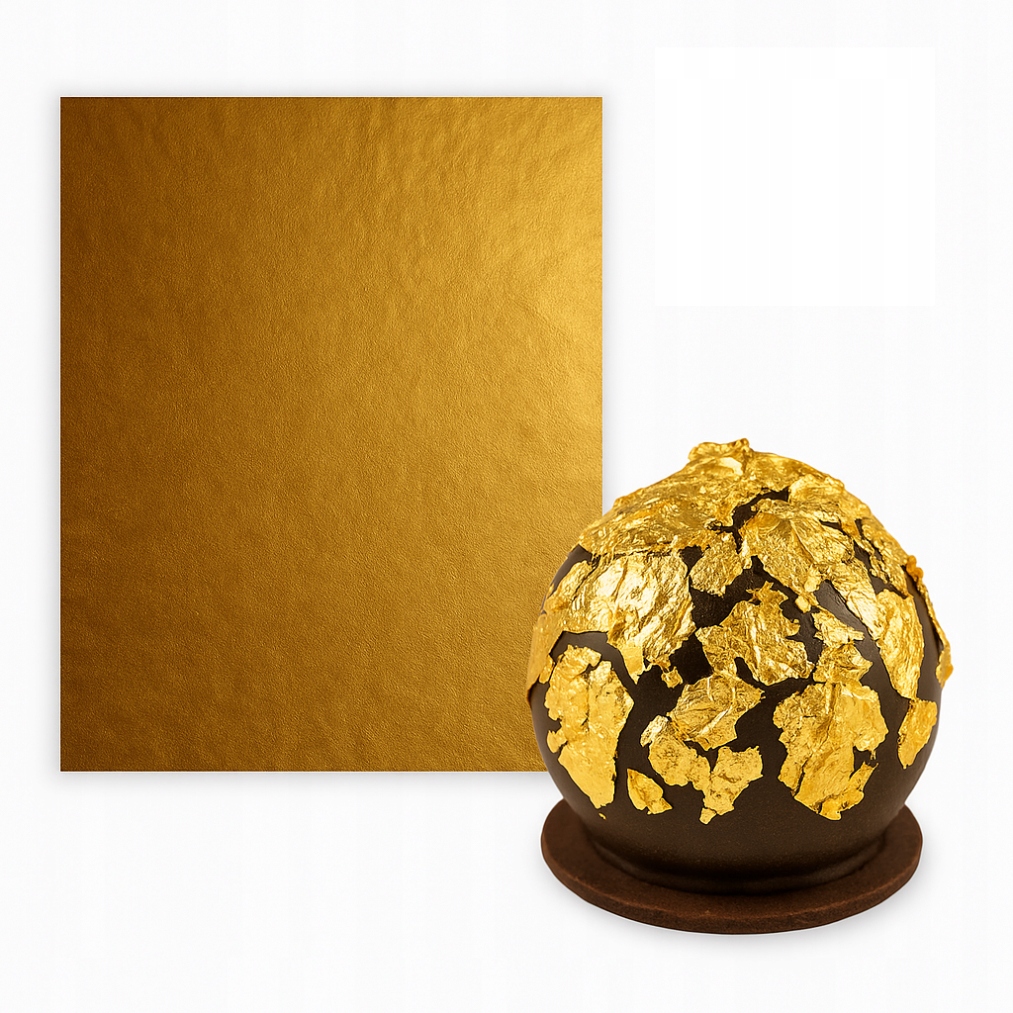 Levně Zlaté jedlé cukrářské vločky 1 5 kusů 8x8 cm Dortová dekorace Modecor