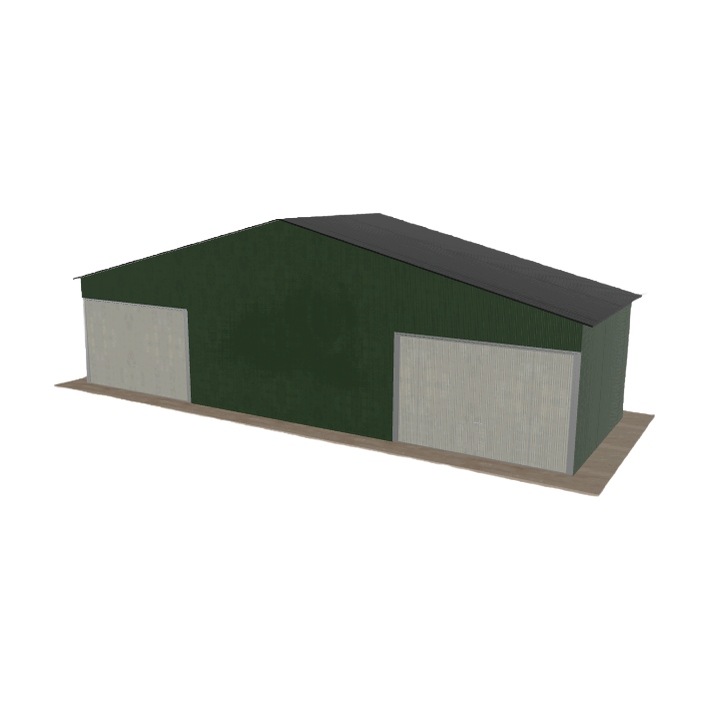 Plechová garáž 10.5x3.5 m dvoupolohová, dvouspádová, zelená