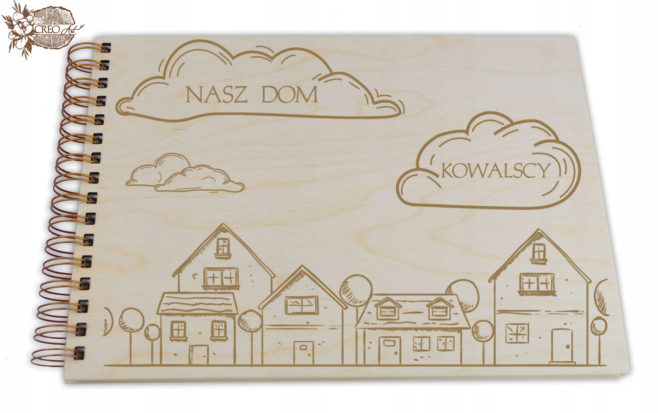 

Album drewniany na spirali na projekty i foto Domu