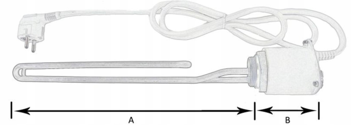 GRZAŁKA ELEKTRYCZNA Z TERMOSTATEM DO BOJLERA GZ 6/4" 2KW 2000W 230V DIAMOND Kod producenta ART.42.GRZ.40-2KW