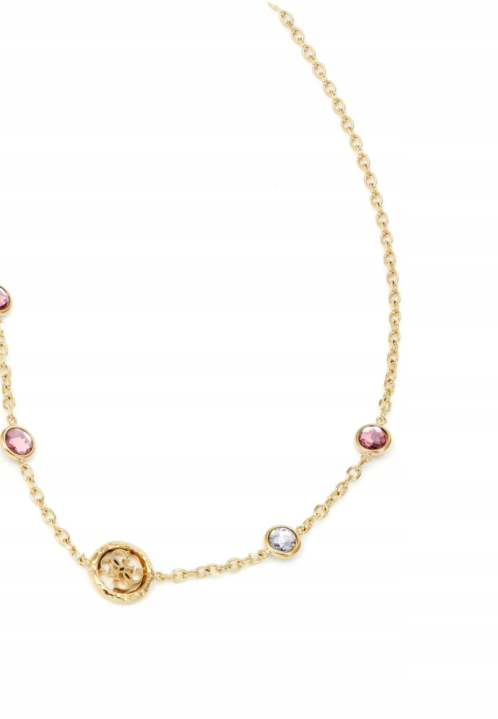 Guess Petra zlatý náhrdelník s růžovými přívěsky JUBN05097JW-YGFC