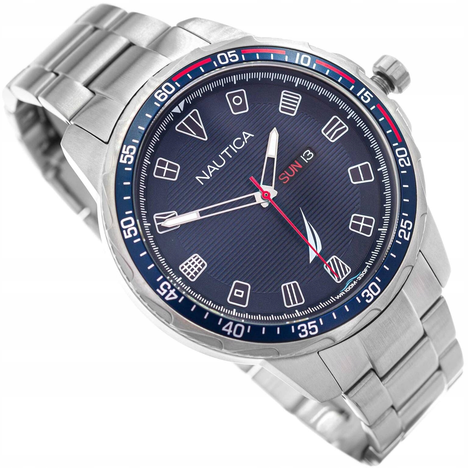 Pánské Hodinky Nautica NAPCLS120 Coba Lake Stříbrné Na Náramku Datumovka