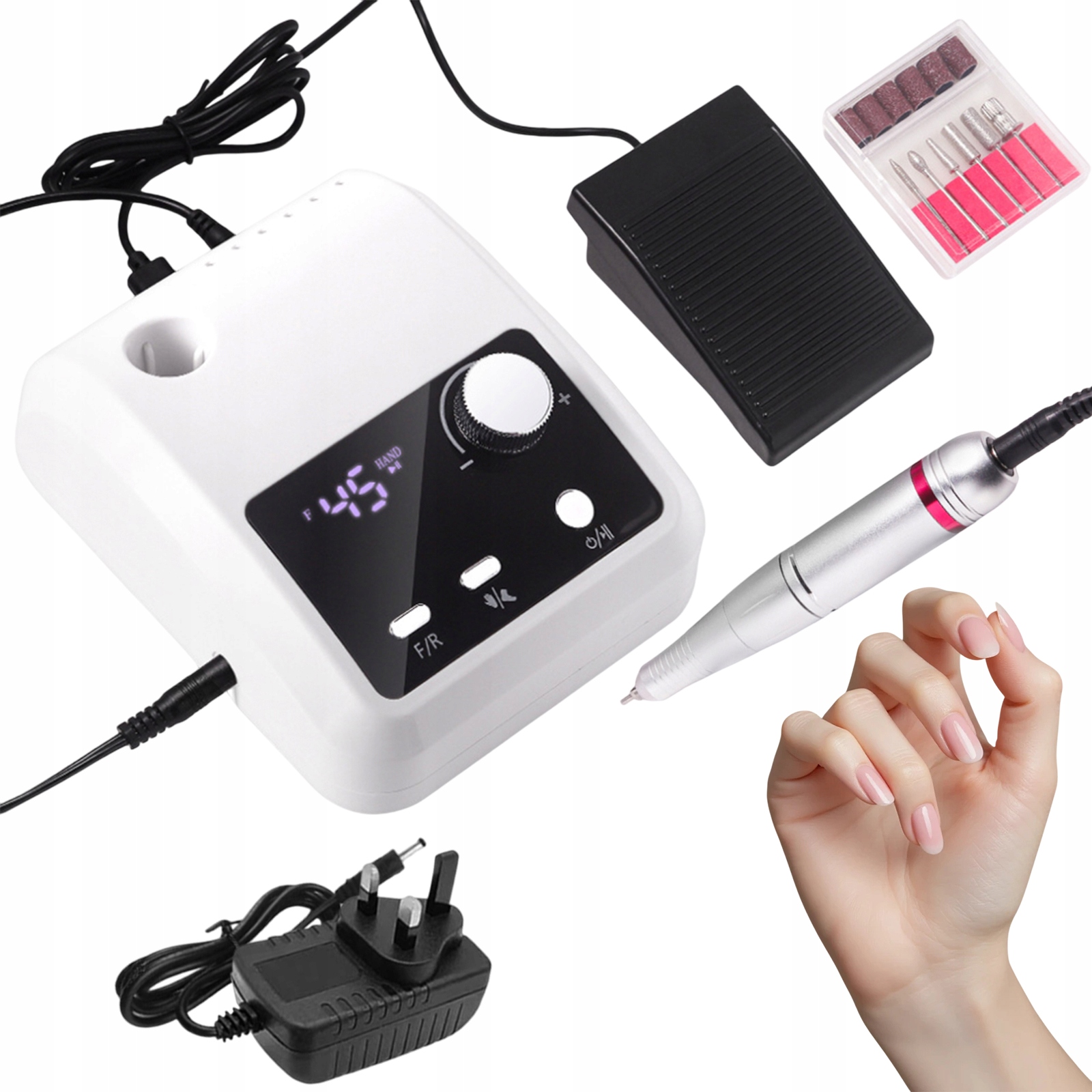 Bruska Profesionální Na Gelové Nehty 45000RPM S Regulací, Bílá