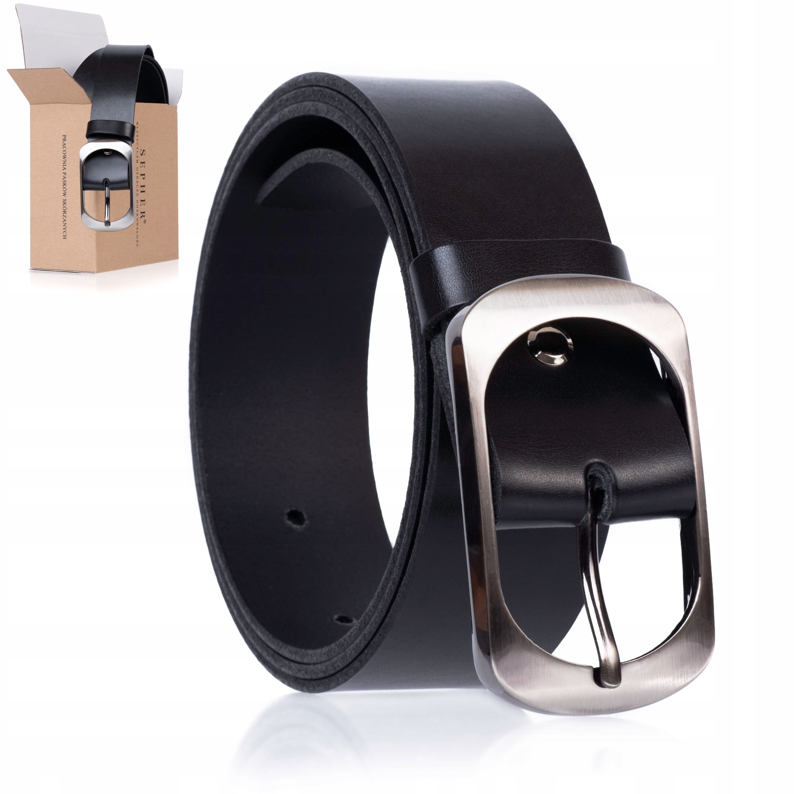 

Pasek skórzany Sepher Classic 4cm Czarny 70