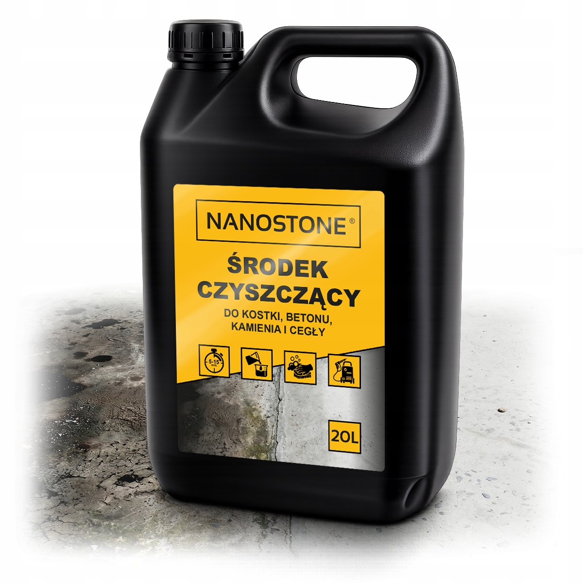 Tekutina 20L 320-600 m² na čištění dlažby, Betonu, kamene a cihel