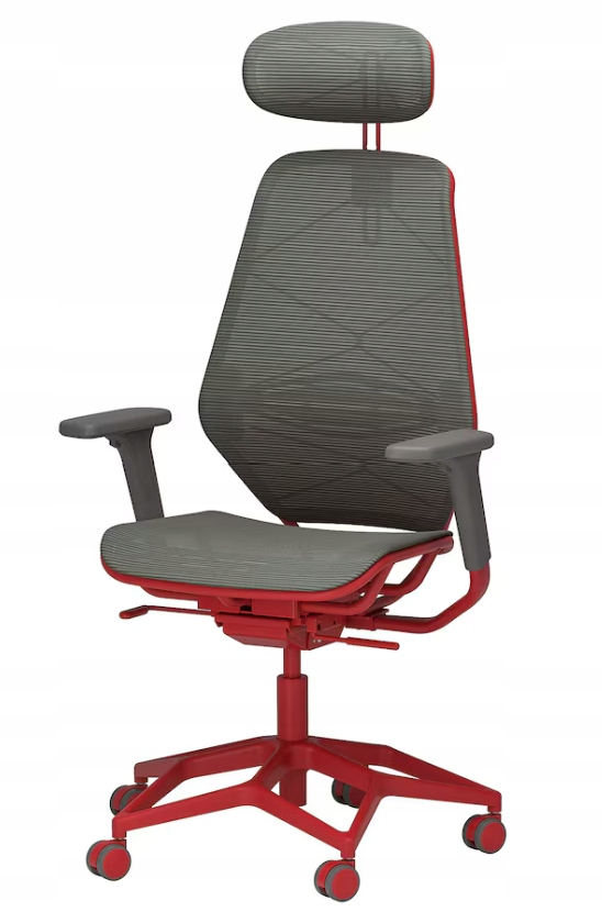 Ikea Styrspel Krzesło gamingowe, szary/czerwony