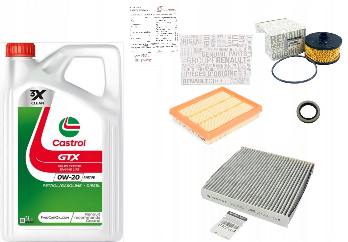 OLEJ CASTROL 0W20 RN17FE 6L FILTR FILTRY RENAULT AUSTRAL 1.2 E-TECH 200 ...