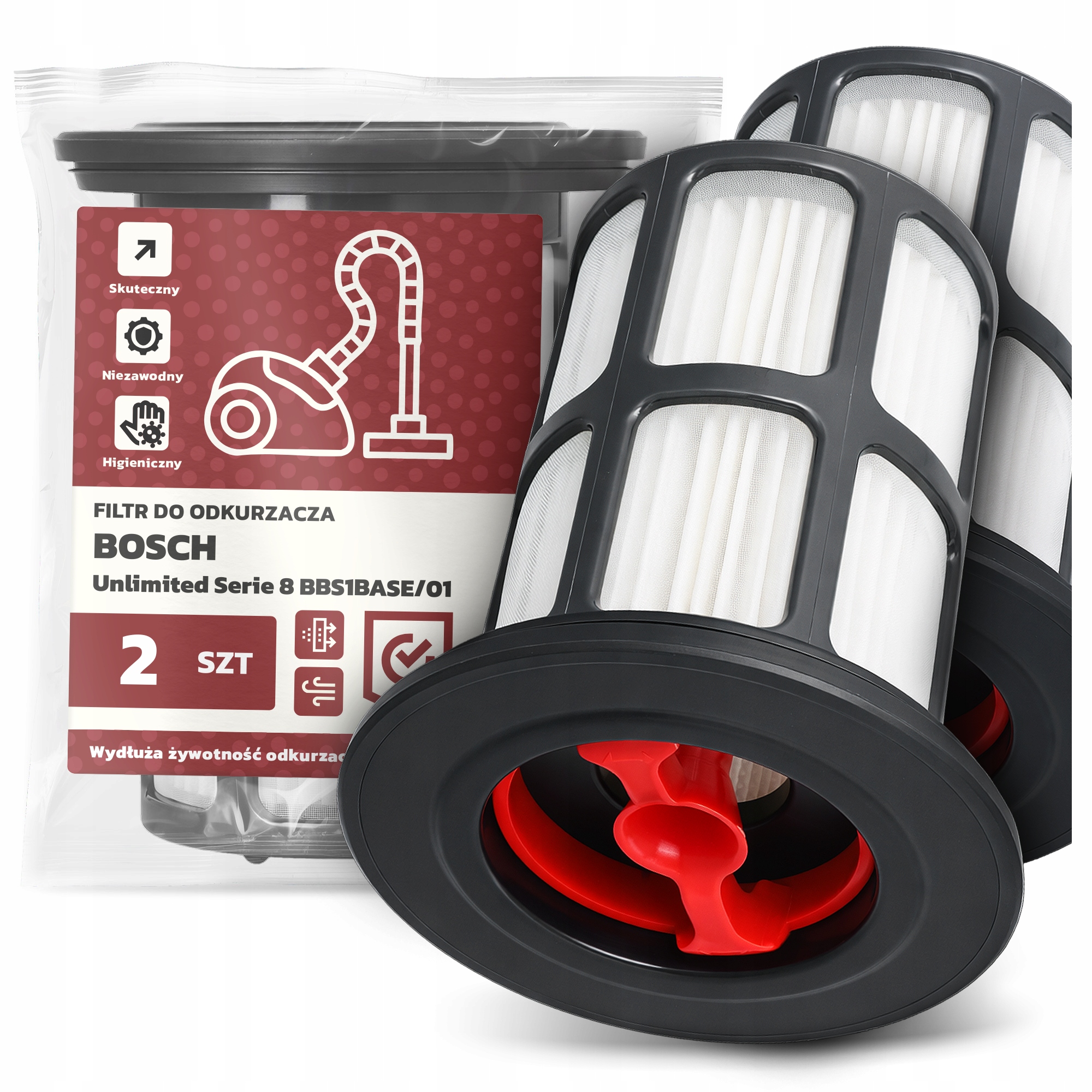 2x Filtr Do Vysavače Bosch Unlimited Serie 8 BBS1BASE/01 Hepa Filtry Em-w