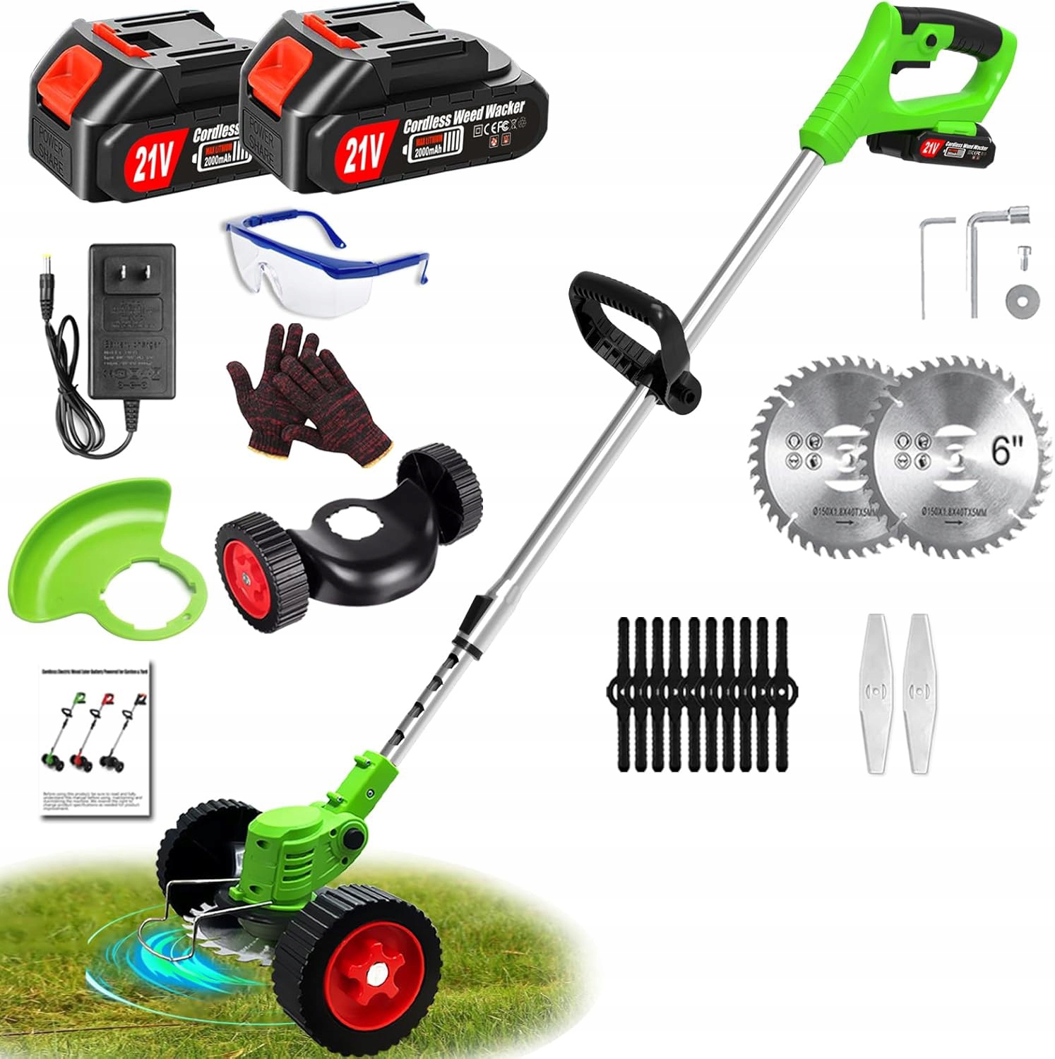 Akumulátorový Vyžínač Kosa Křovinořez Na Kolech Na Trávu 2 Aku 4000 mAh