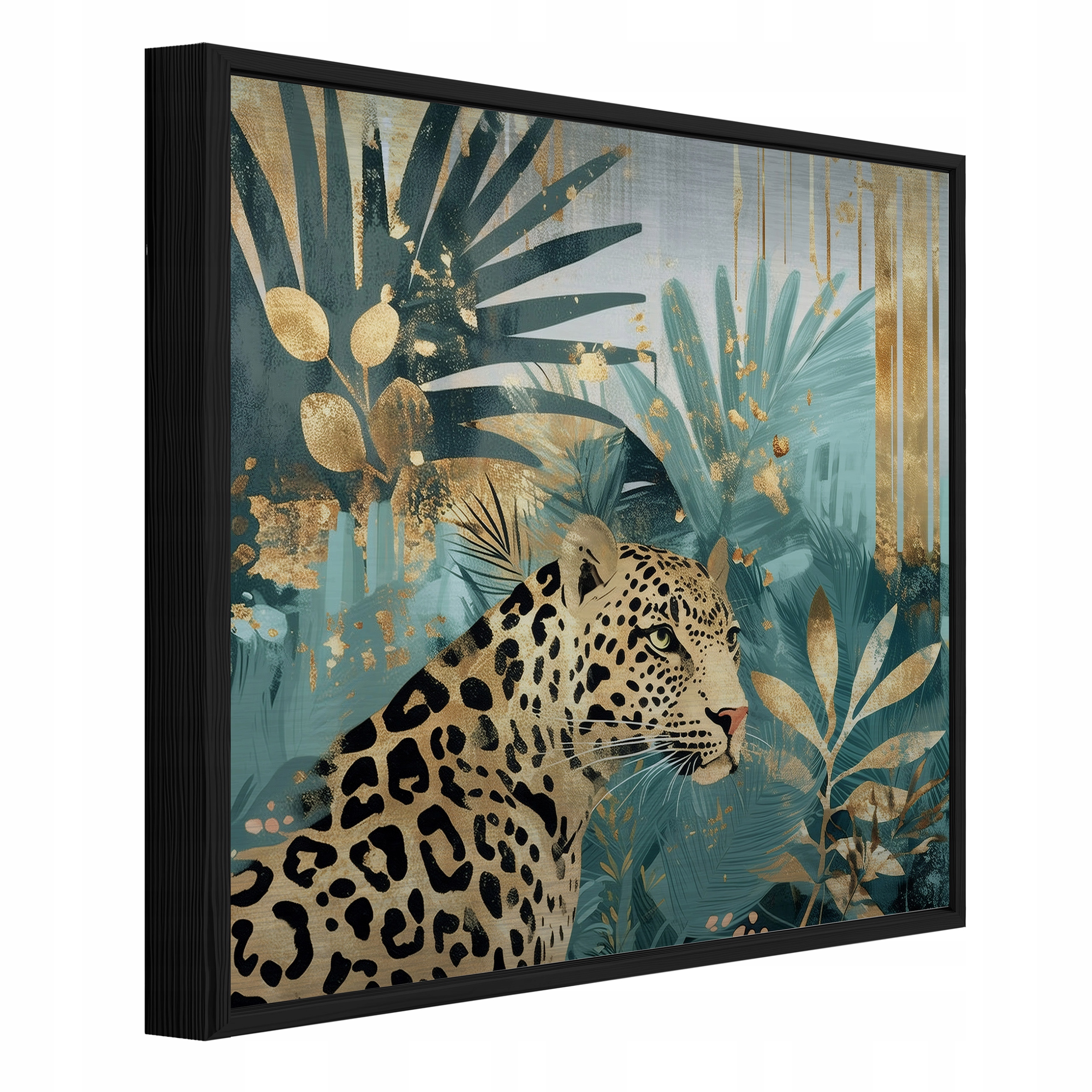 Obraz Na Kovu V Rámu Listy Leopard Loft Do Kanceláře Předsíně 80x80