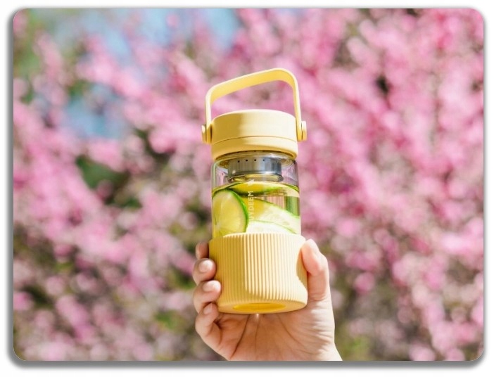 BUYDEEM Szklana butelka z zaparzaczem 300ml, DG42, Mellow Yellow — 8