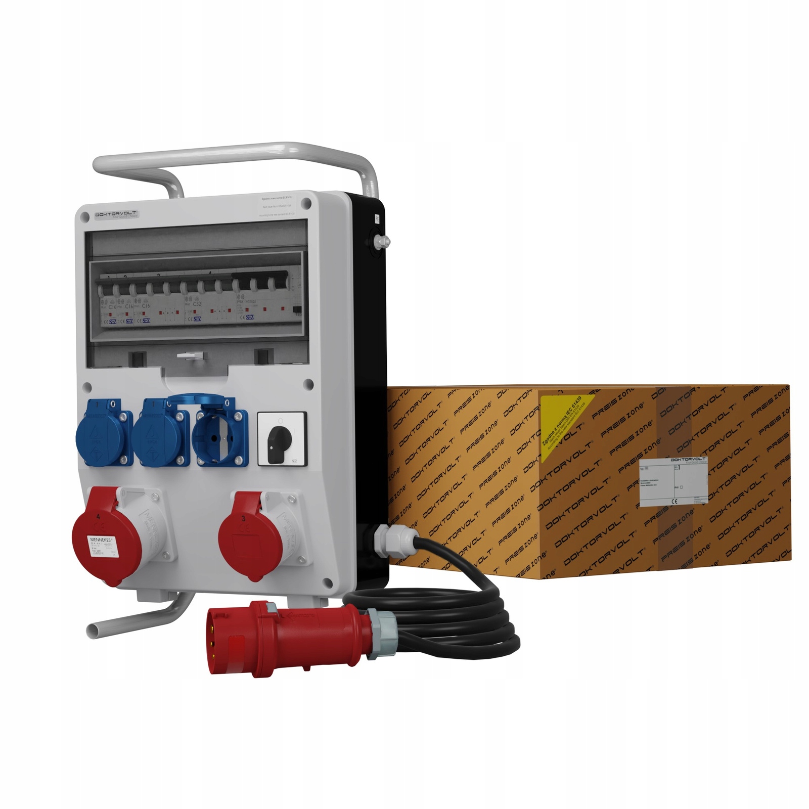 Rozvádzač na stojane s káblom a konektorom Td-s/fi Skhu 32A 16A 3x230V