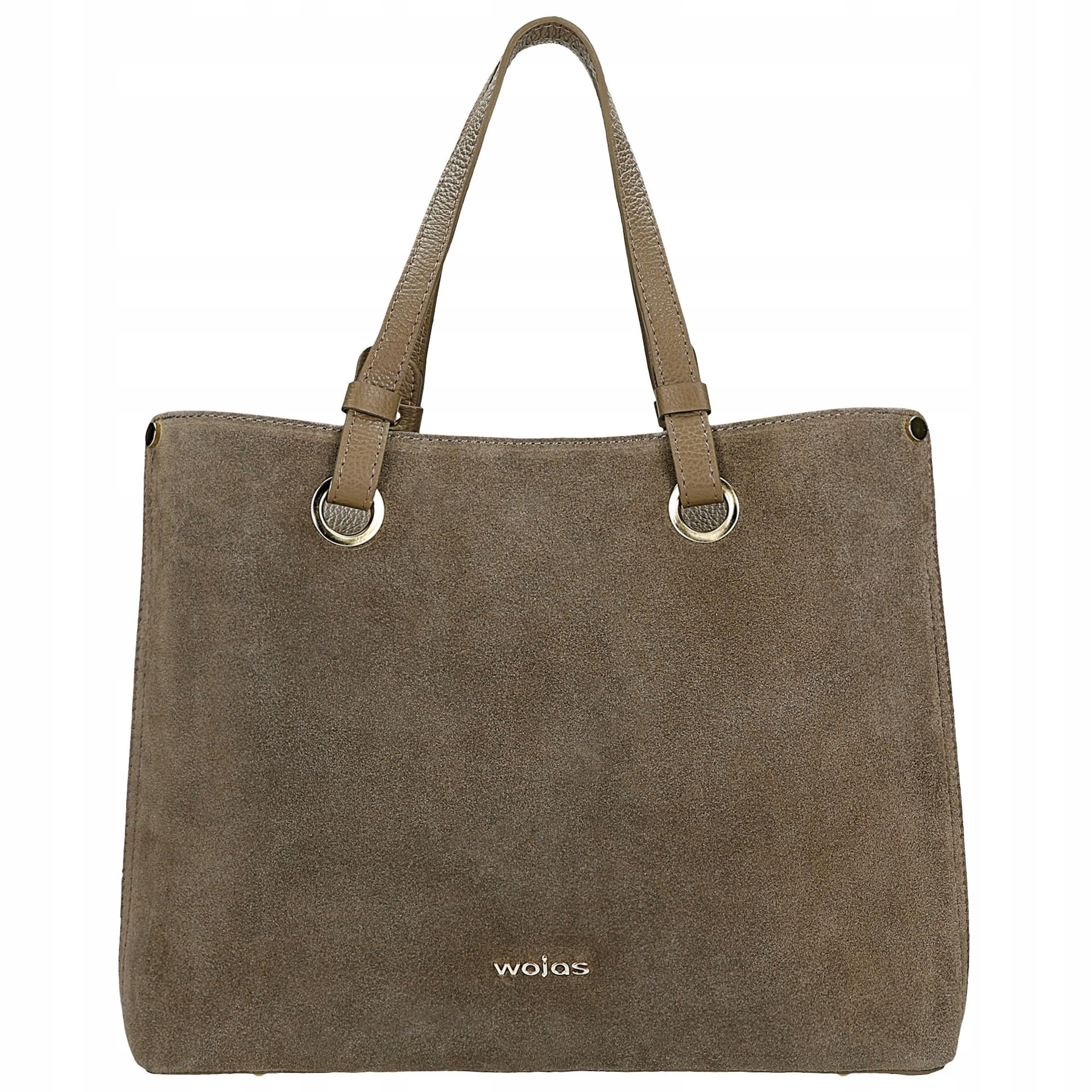 Beżowa torebka damska ze skóry licowej i dwoiny welurowej