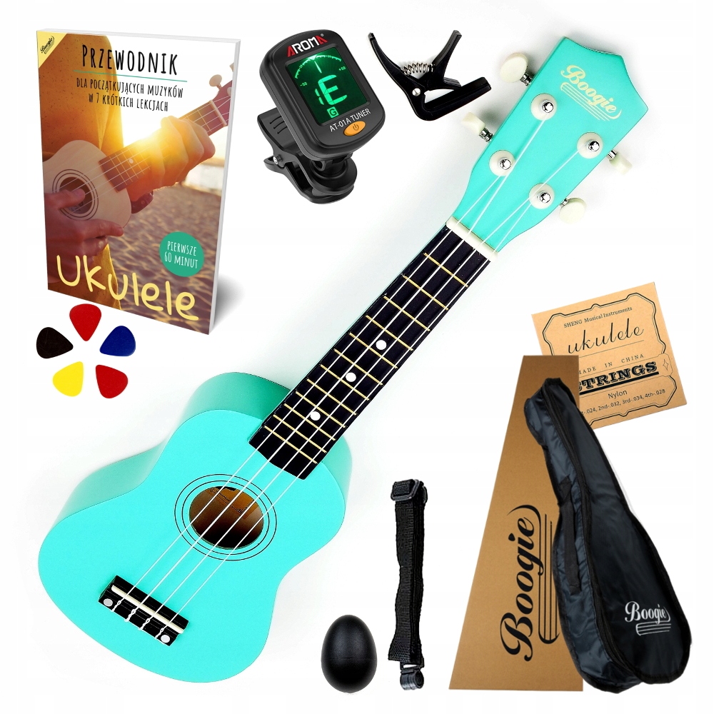 Ukulele Sopranowe Drewniane Zestaw Akcesoria XXL