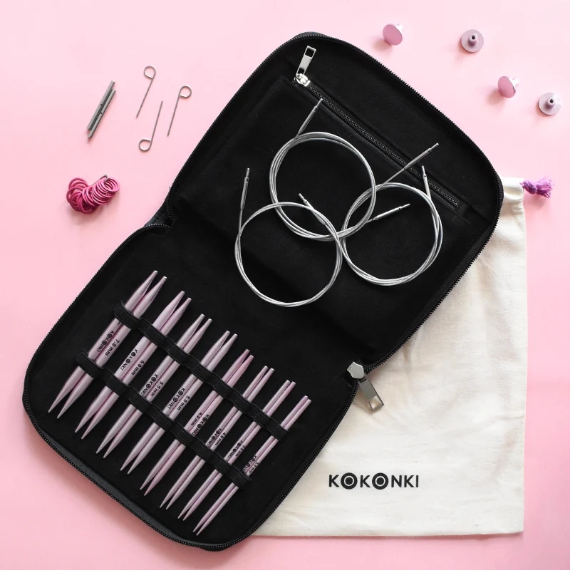 Sada vyměnitelných drátů Kokonki & KnitPro The Rose Moon 3-7 mm 13,5 cm