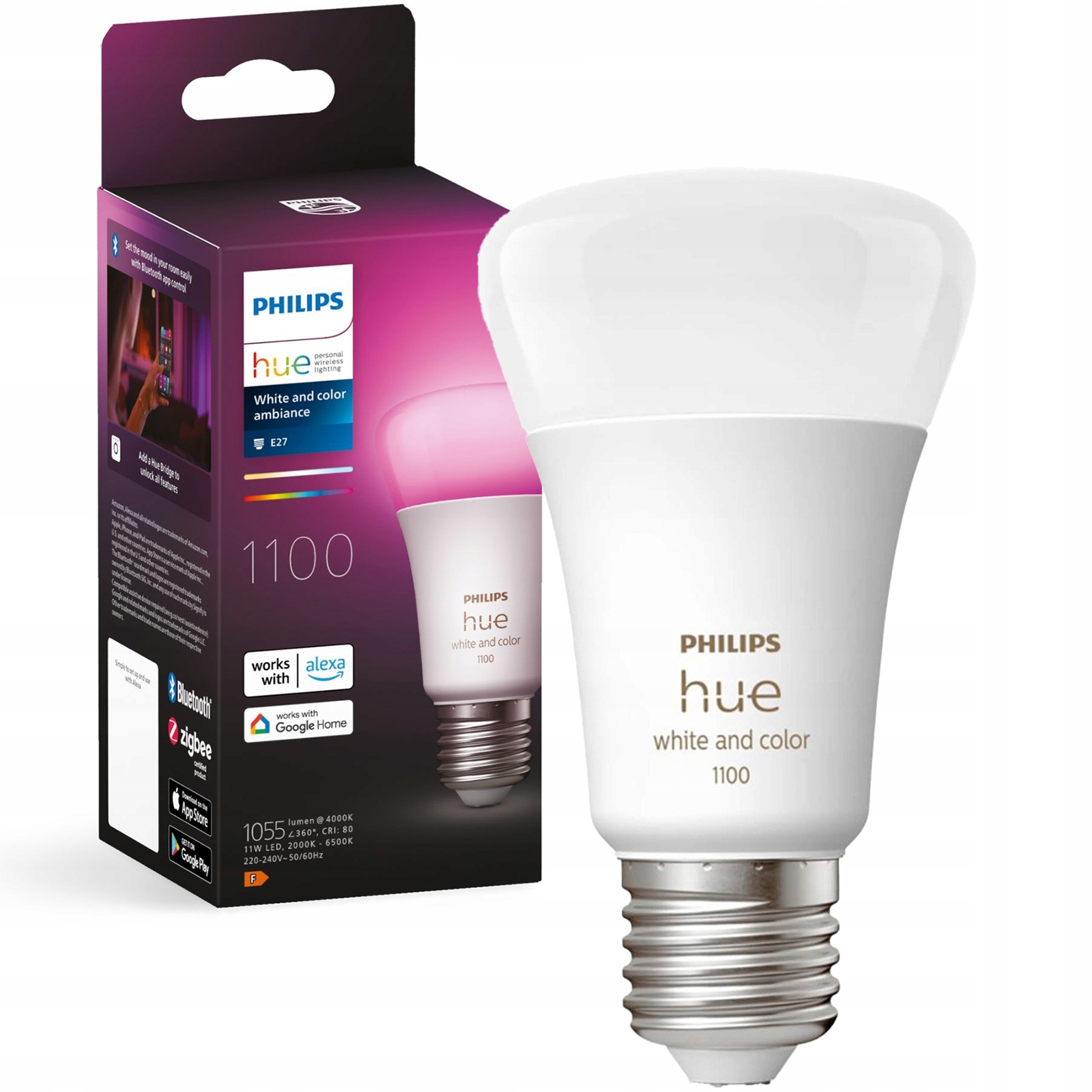 Led žiarovka E27 A60 9W Cct Rgb Philips Hue White & Color Bluetooth Zigbee