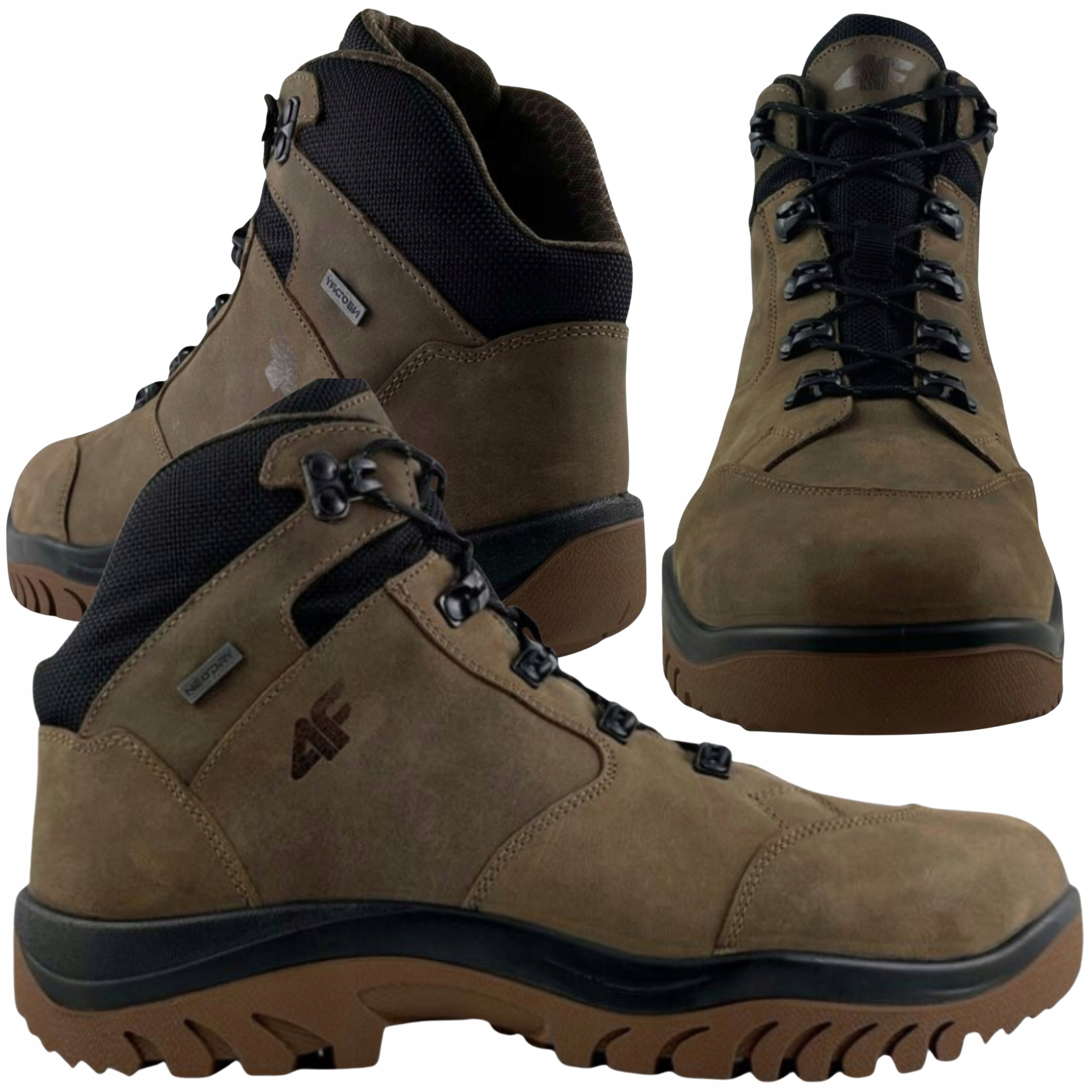 Zimní Pánské Trekové Kožené Boty 4F, Voděodolné, Vysoké 41