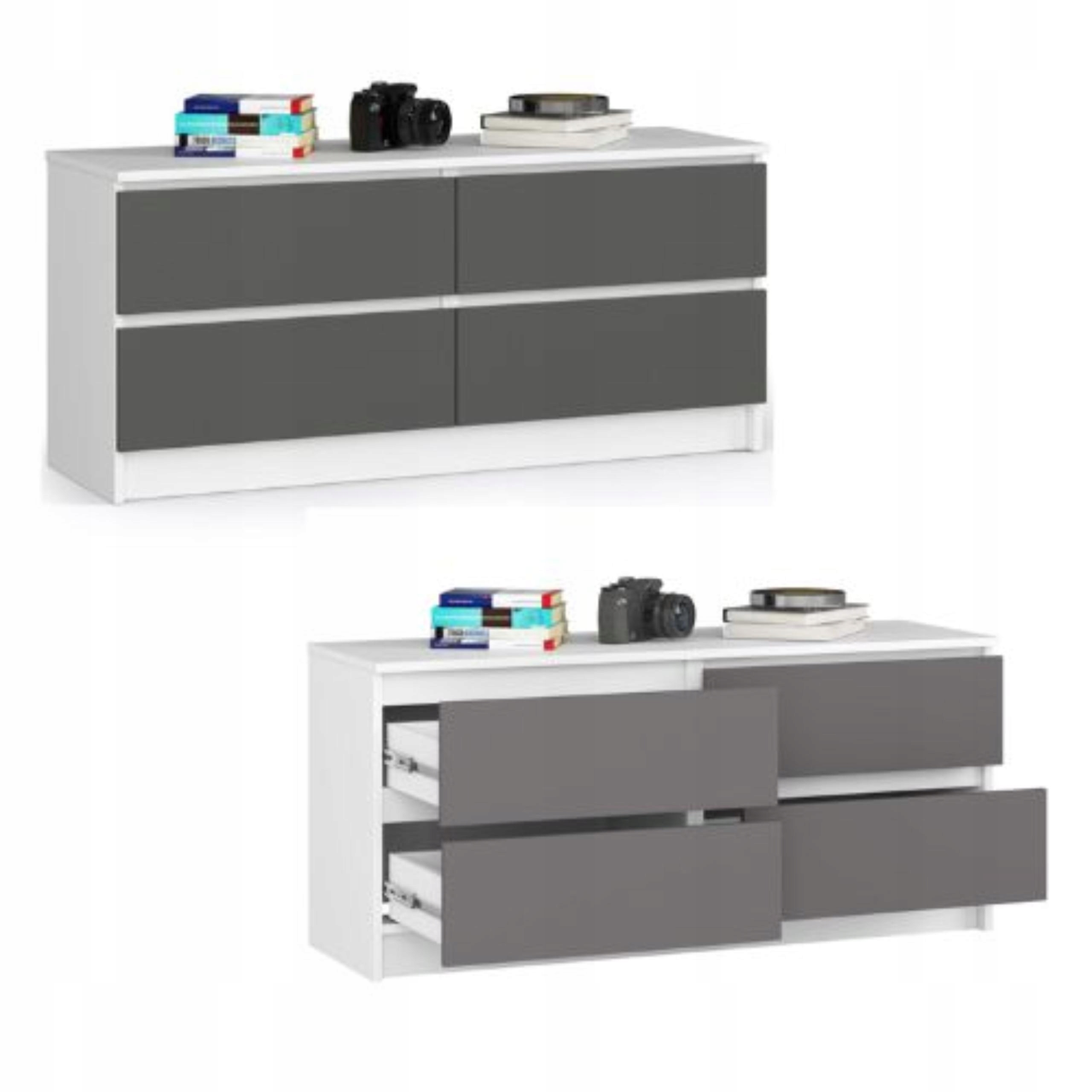 Komoda skříňka K120 4 zásuvky bílá-grafit Akd