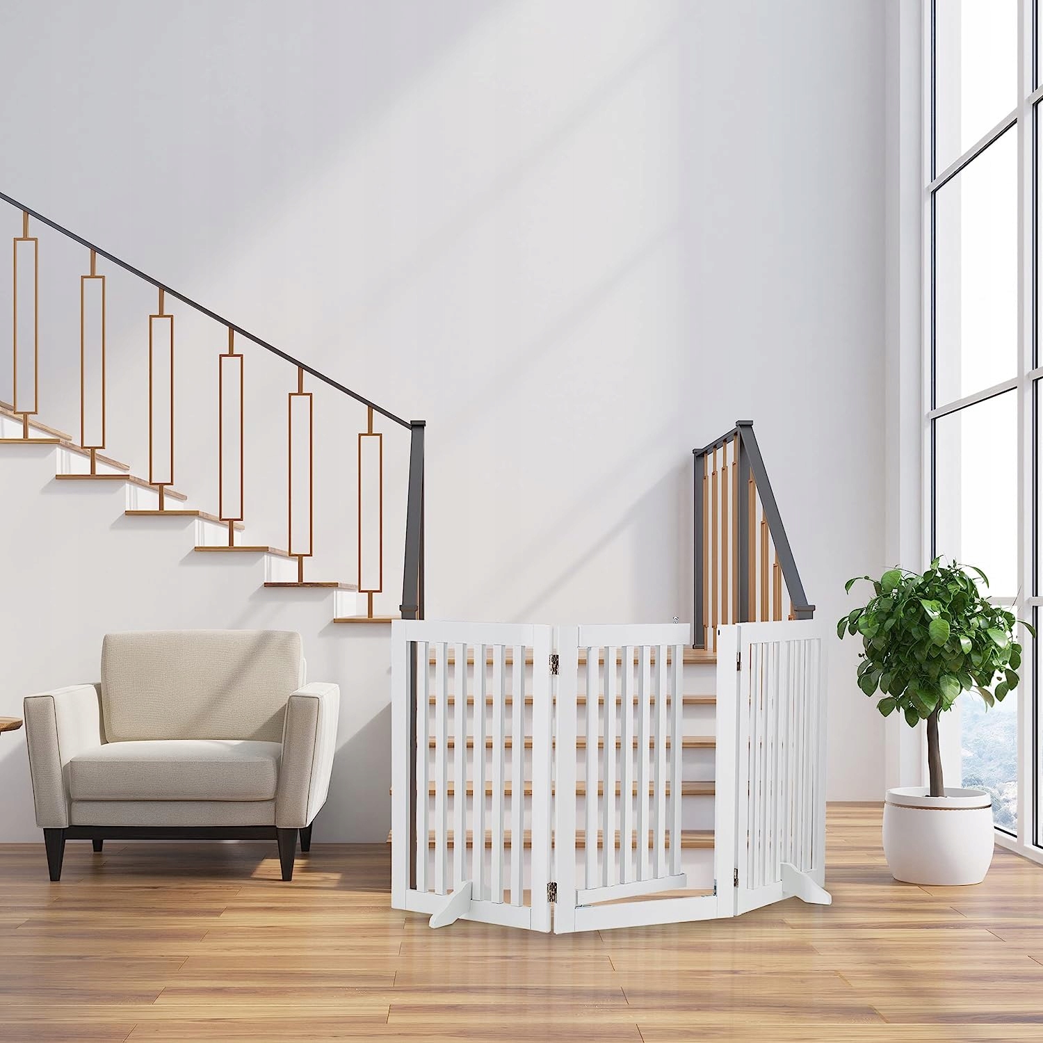 Barierka bramka zabezpieczająca na schody kominek 92 x 154 x 30 cm Marka Relaxdays