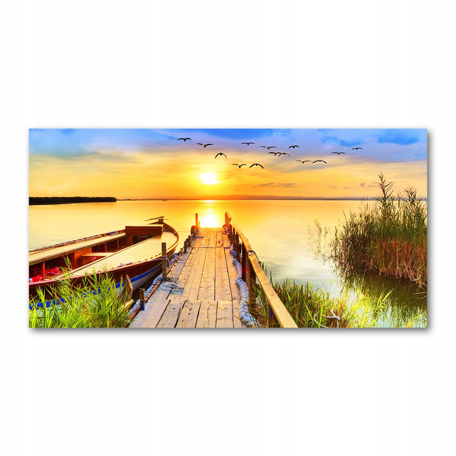 

Foto obraz akryl zdjęcie Łódka i molo 120X60 cm