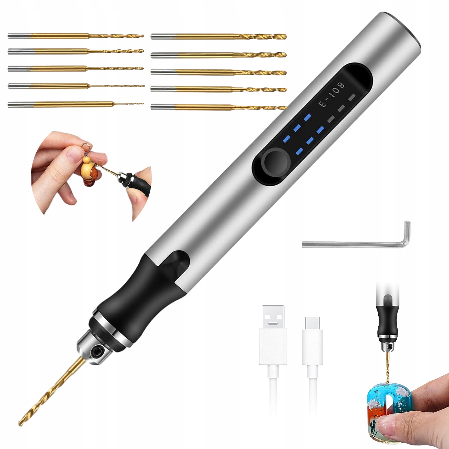 Elektryczny Mini Wiertarka Bezprzewodowy Usb C Ładowanie Dla Hobby Artystów