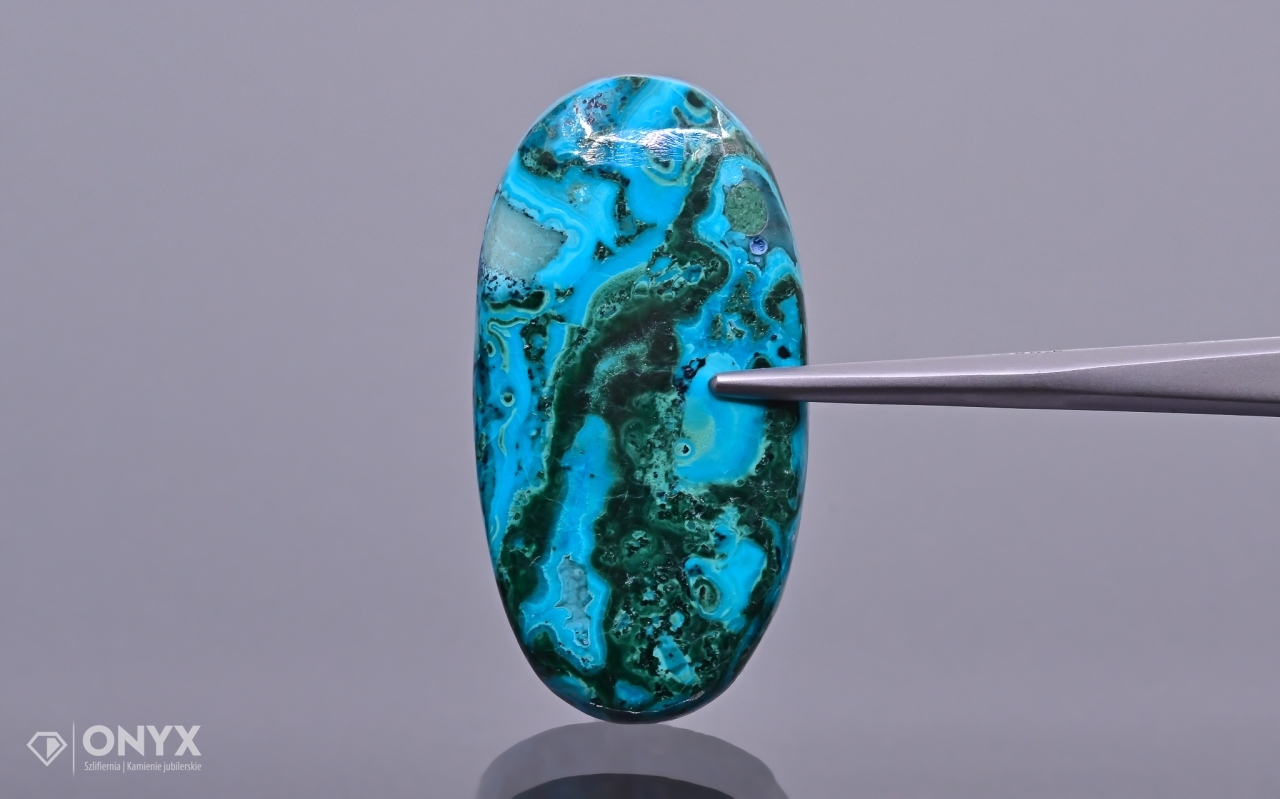 Chryzokola nízký kabošon ovál 36x19 mm