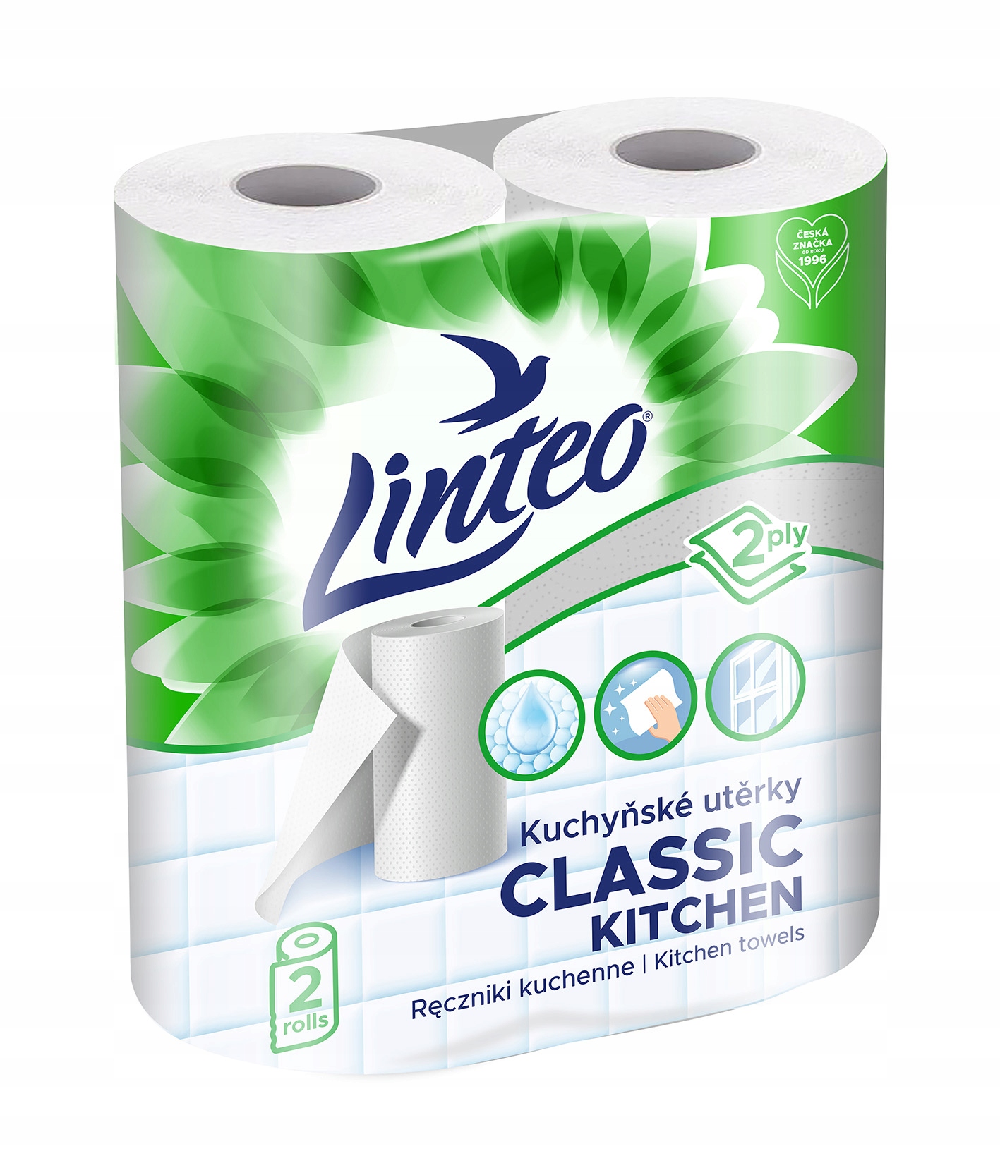 Ręcznik papierowy celuloza Linteo biały 2 rolki