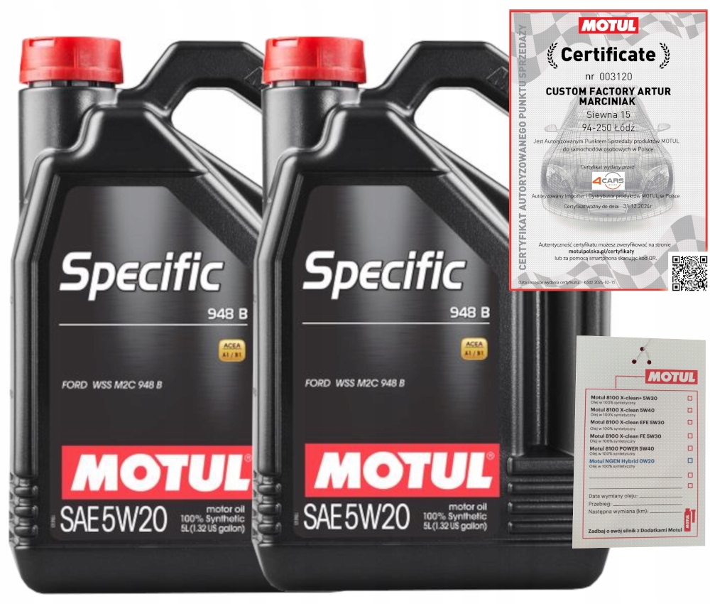 MOTUL SPECIFIC 948B 5W20 10L FORD WSS-M2C948-B + ZAWIESZKA