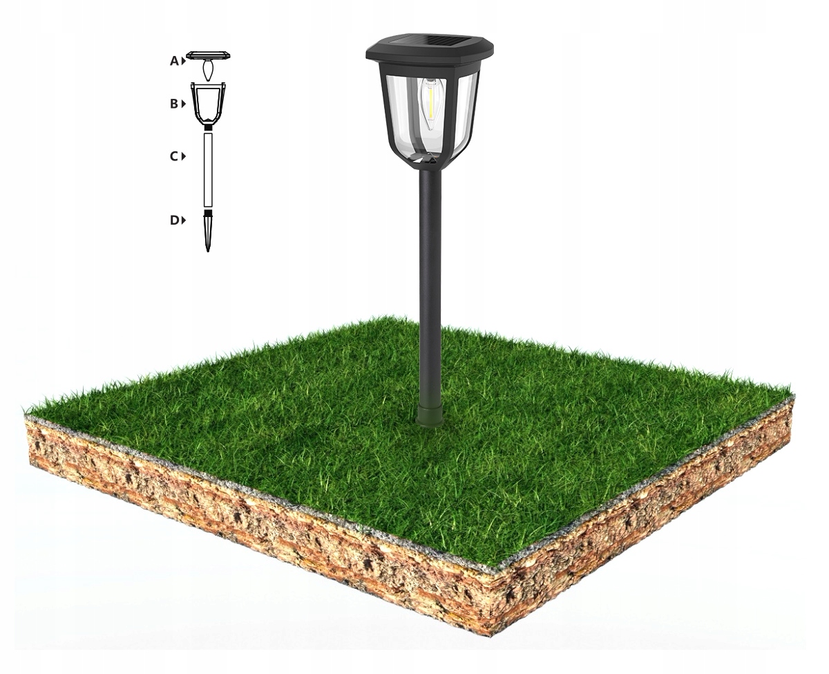 2 szt DUŻA LAMPA SOLARNA OGRODOWA LATARNIA 55cm Kolor dominujący czarny