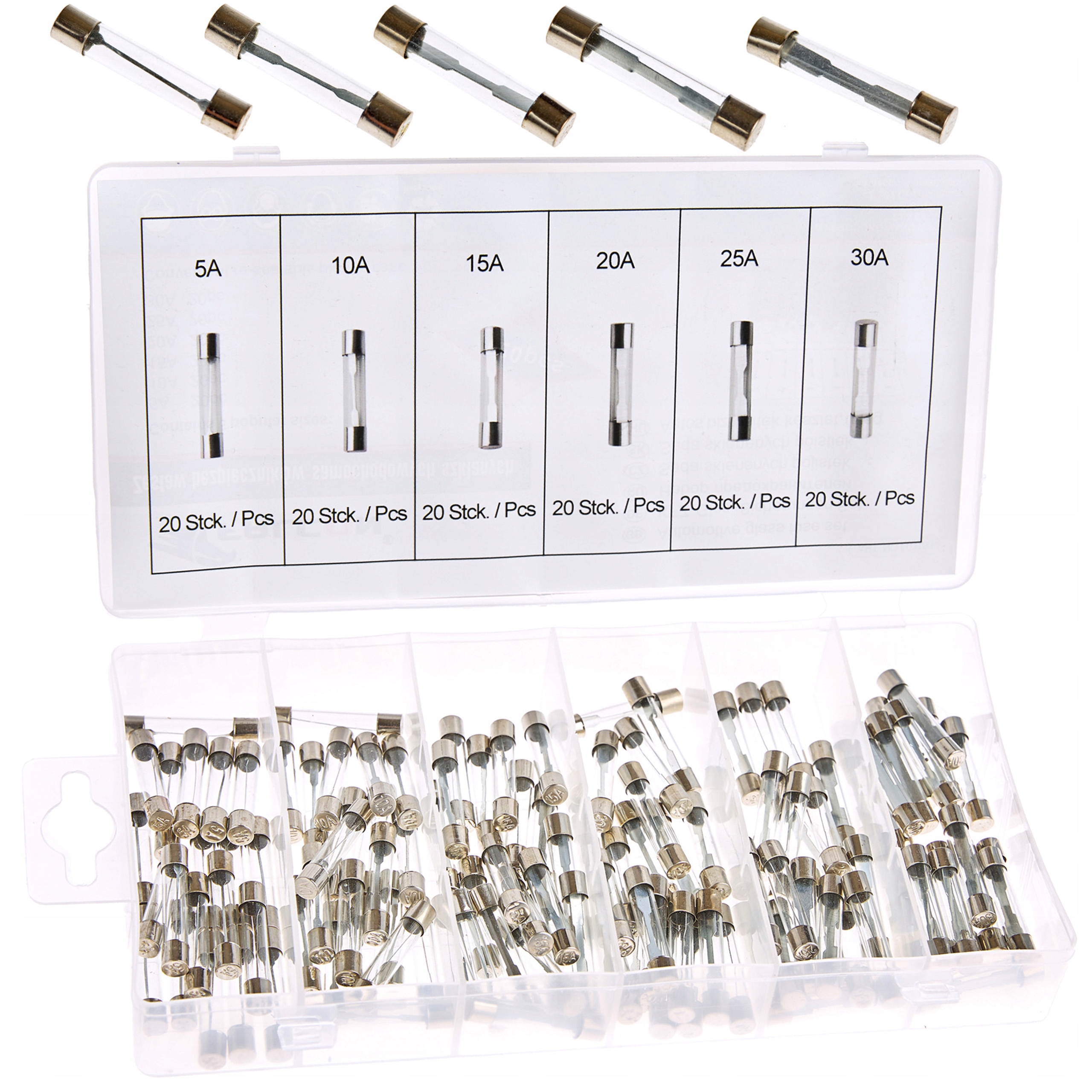 

Zestaw Szklanych Bezpieczników Szklane 120 Szt