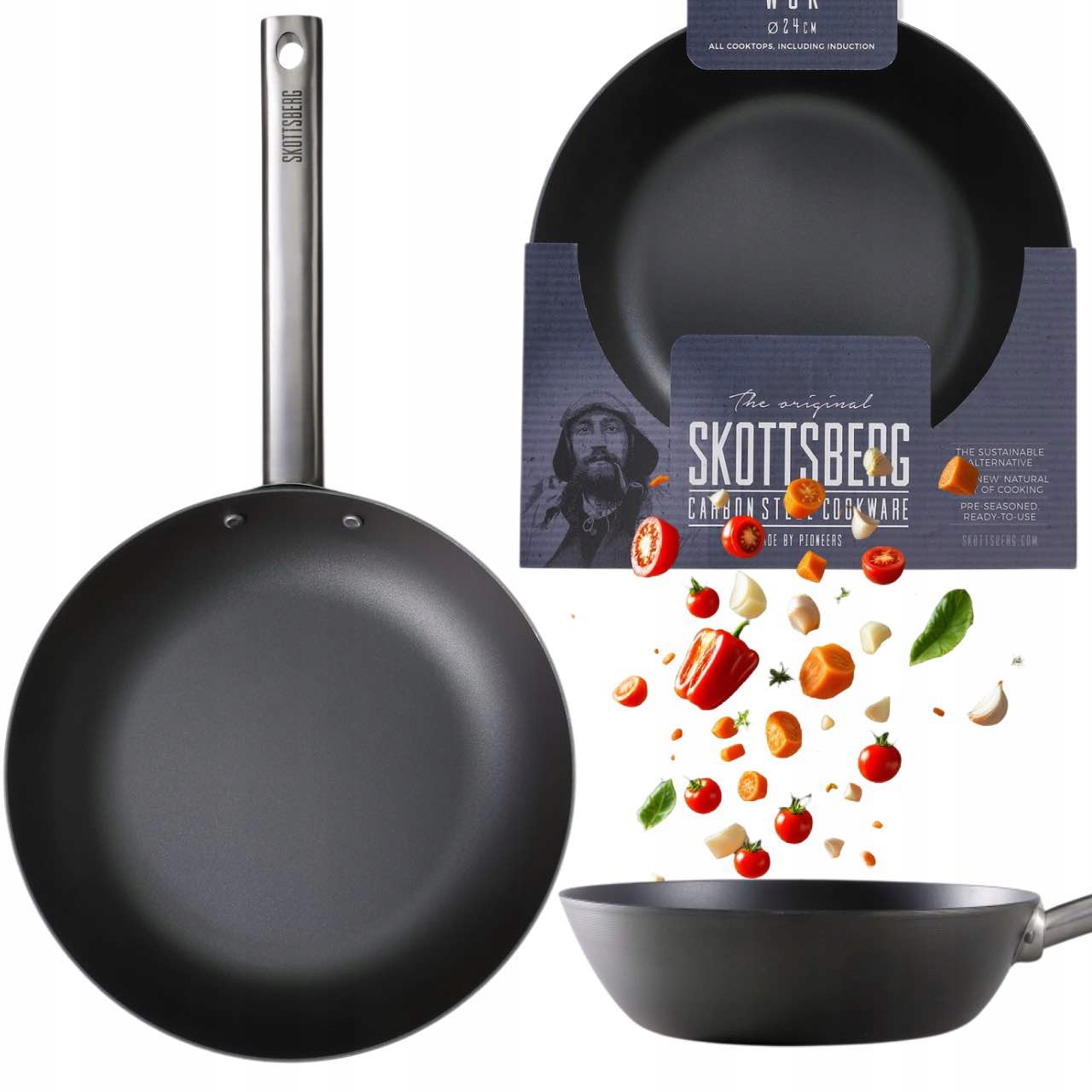 Skottsberg Wok Patelnia głęboka naczynie ze stali węglowej 28 cm