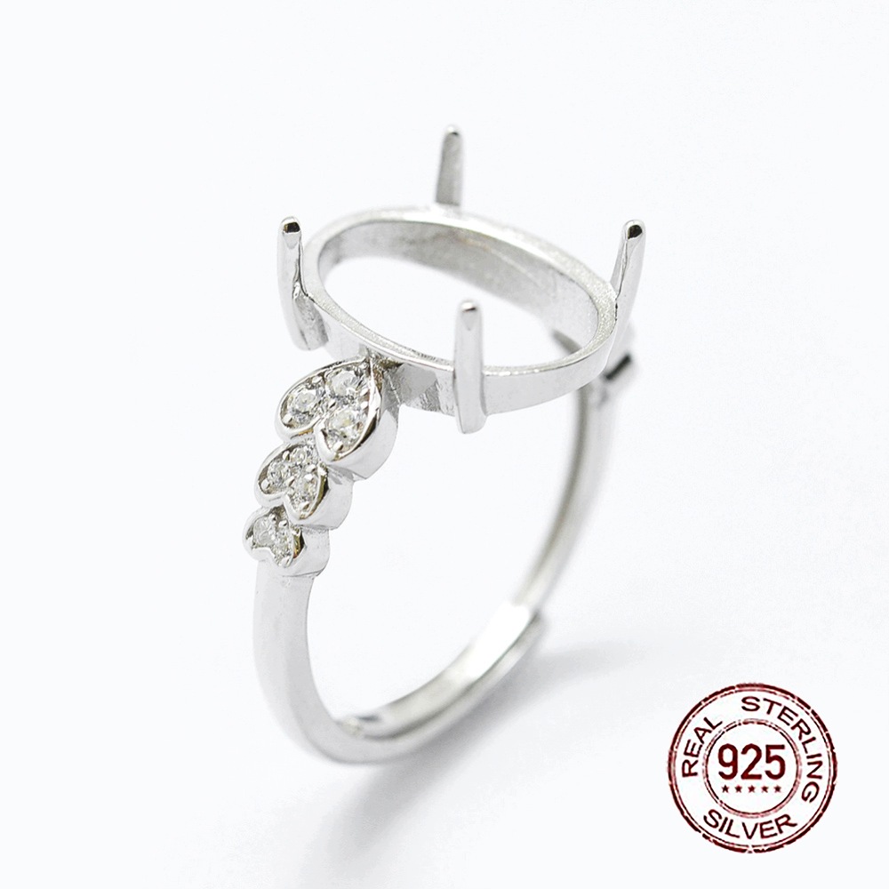 Stříbro 925 Rhodiovaný Prstýnek Regulovatelný z Zirkon, 17 x 2 mm, 1 Ks