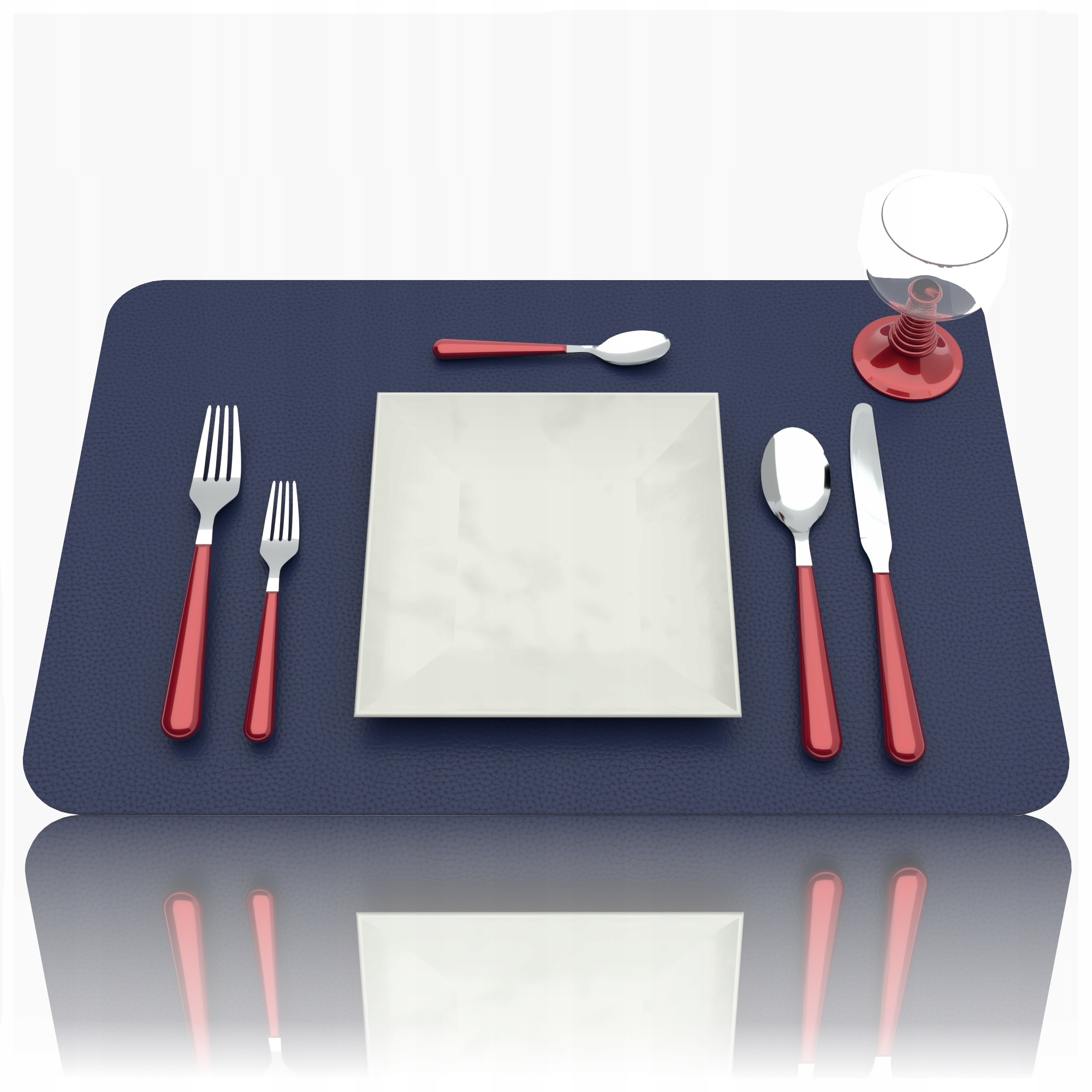 DUŻA PODKŁADKA STÓŁ TALERZ CIEMNONIEBIESKA SKÓRA