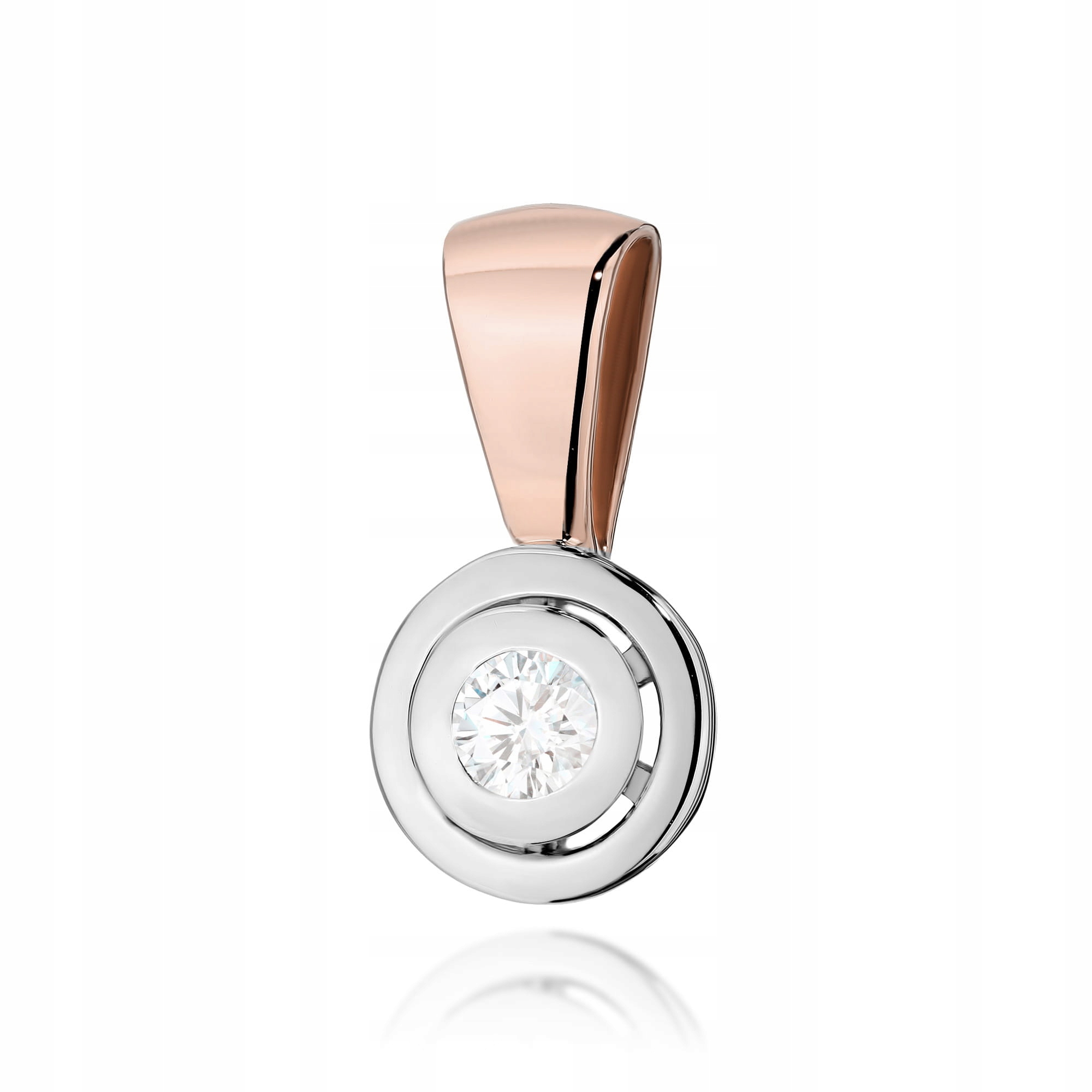 Zlatý přívěsek z růžového zlata 585, přírodní diamant, 1.1 g, kroužek 14kt